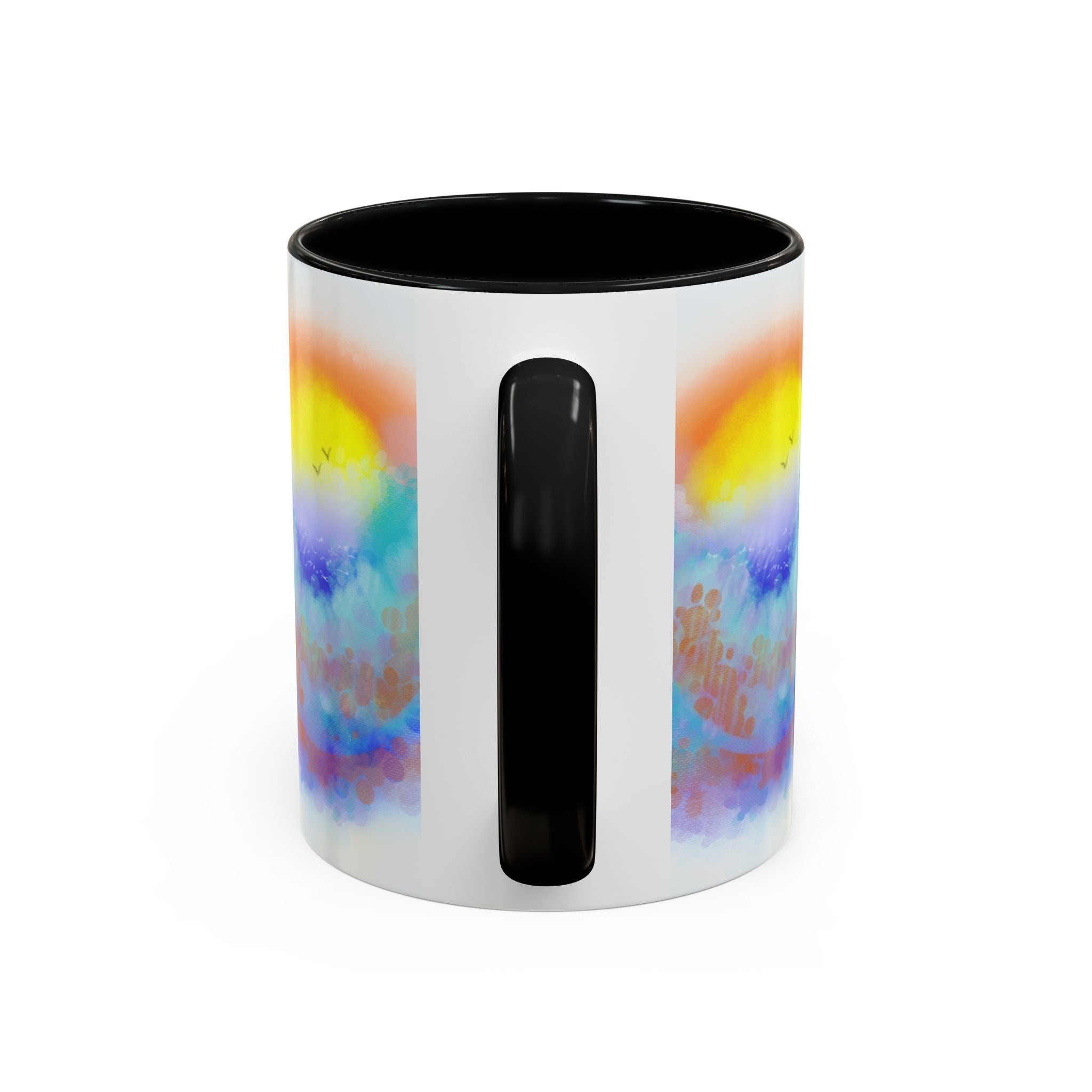 Sunrise Watercolor Accent Coffee Mug — Colorful Ocean Sunrise Art (11/15 oz)