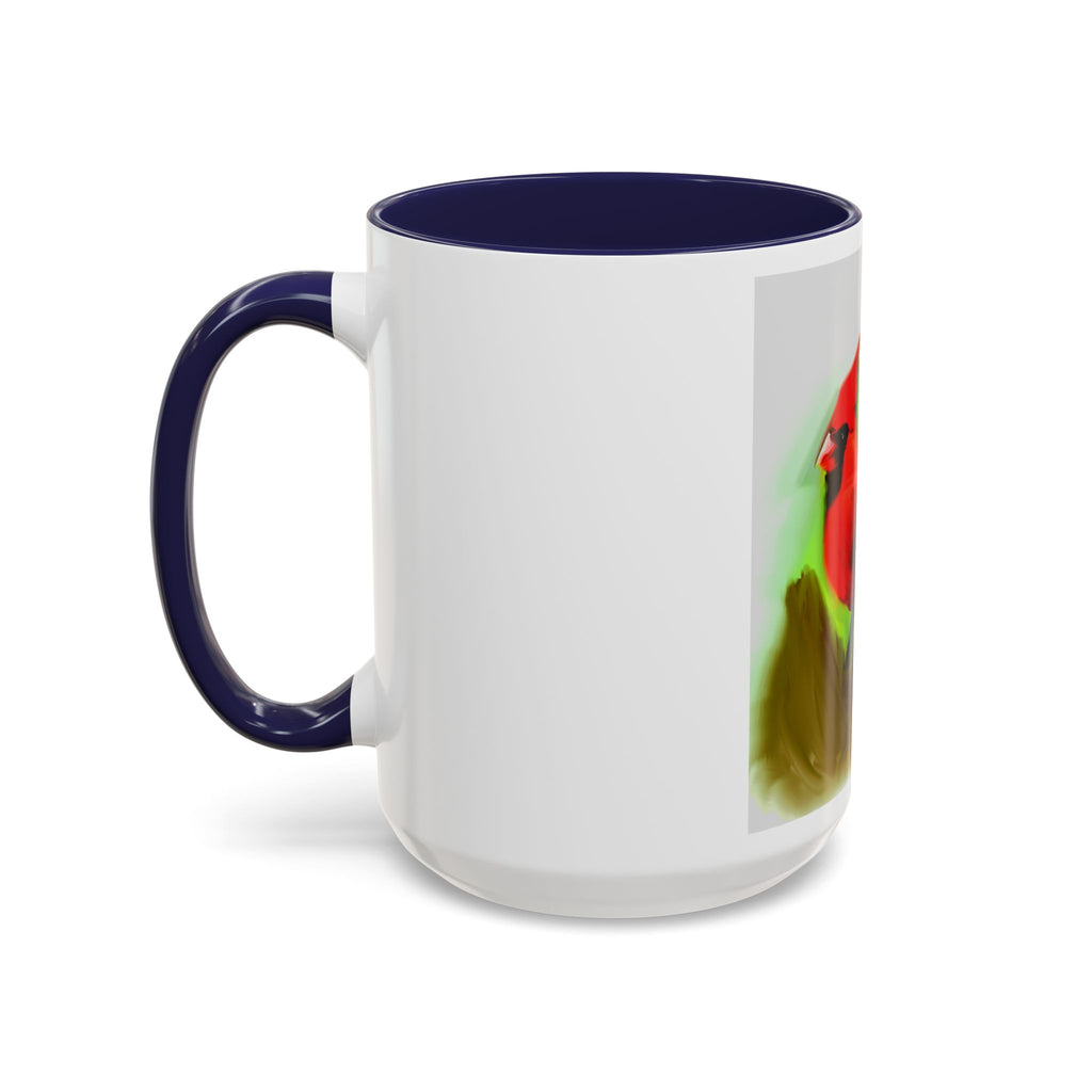 Cardinal Bird Accent Coffee Mug — Red Cardinal Sunrise Art Ceramic Mug (11/15 oz)