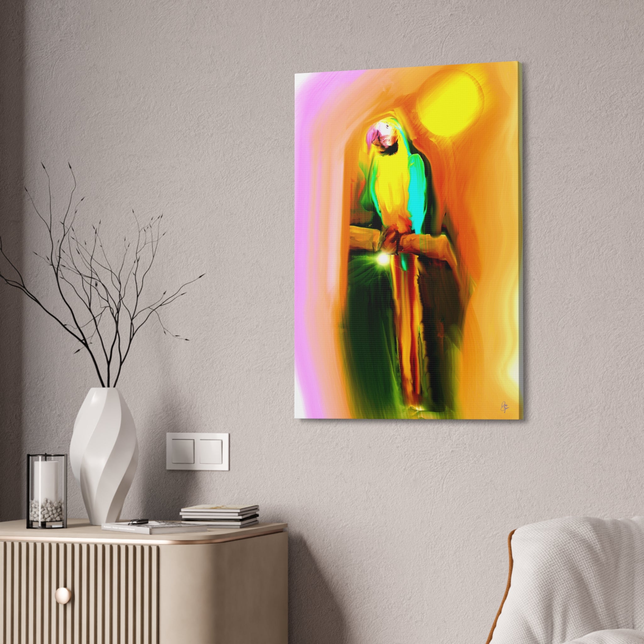 Tropical Parrot Canvas Print — Vibrant Sunlit Bird Wall Art