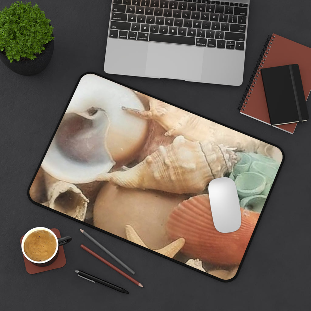 Seashell Beach Desk Mat — Coastal Shells Mouse Pad for Office & Home