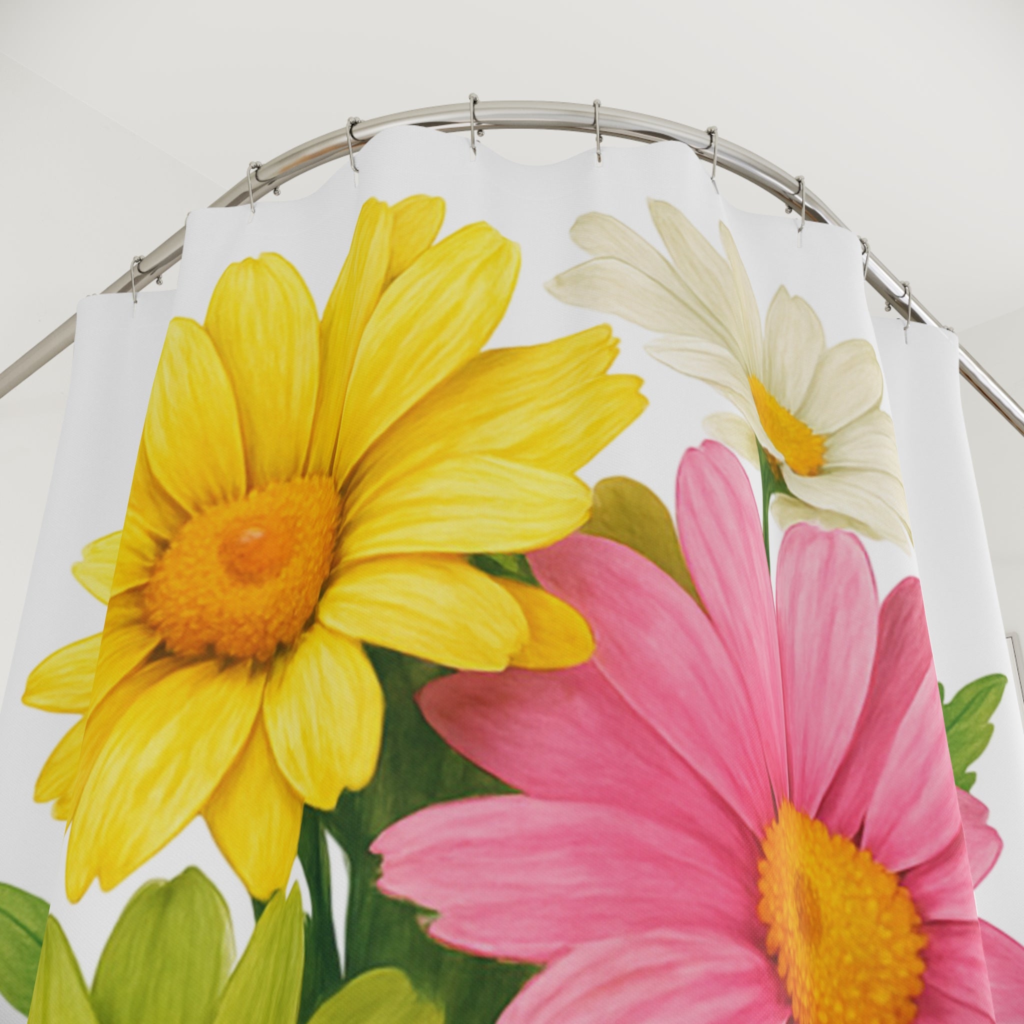 Bright Daisy Bouquet Shower Curtain — Colorful Floral Bathroom Decor