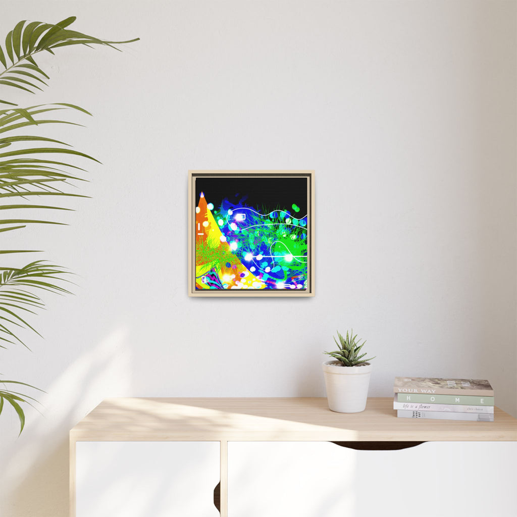 Abstract Neon Wave Matte Canvas Framed Art