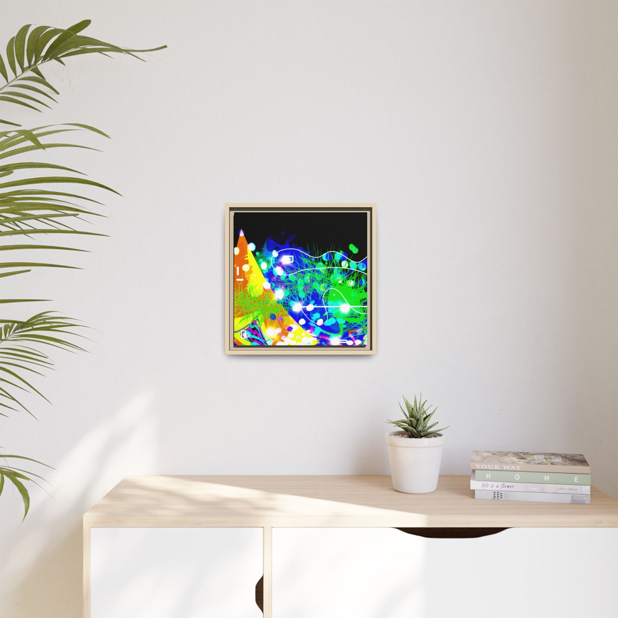 Abstract Neon Wave Matte Canvas Framed Art