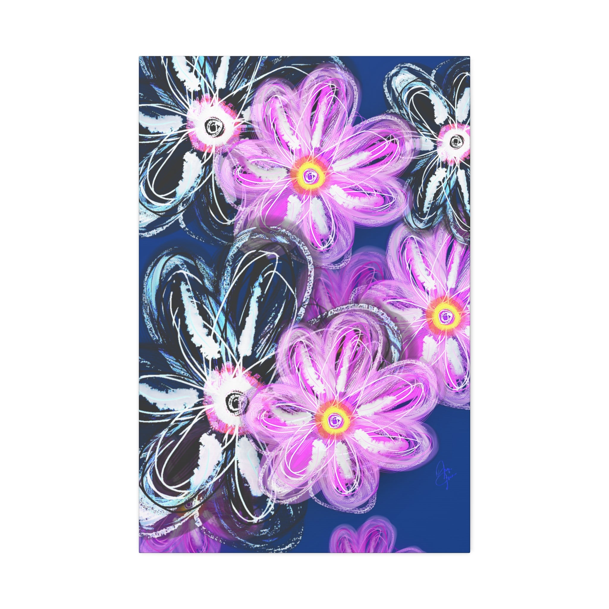 Floral Neon Abstract Canvas