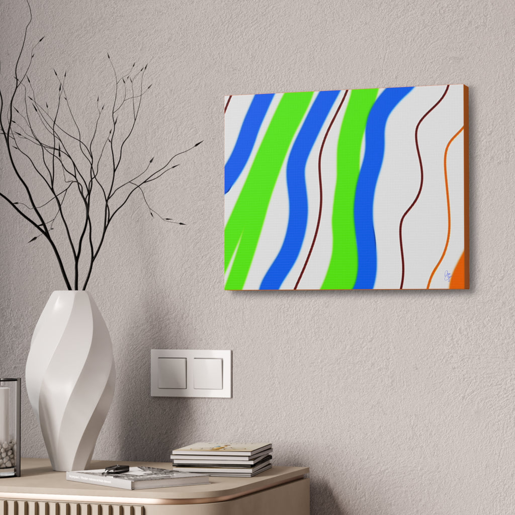 Abstract Wavy Stripes Canvas Print — Colorful Blue, Green & Orange Wall Art