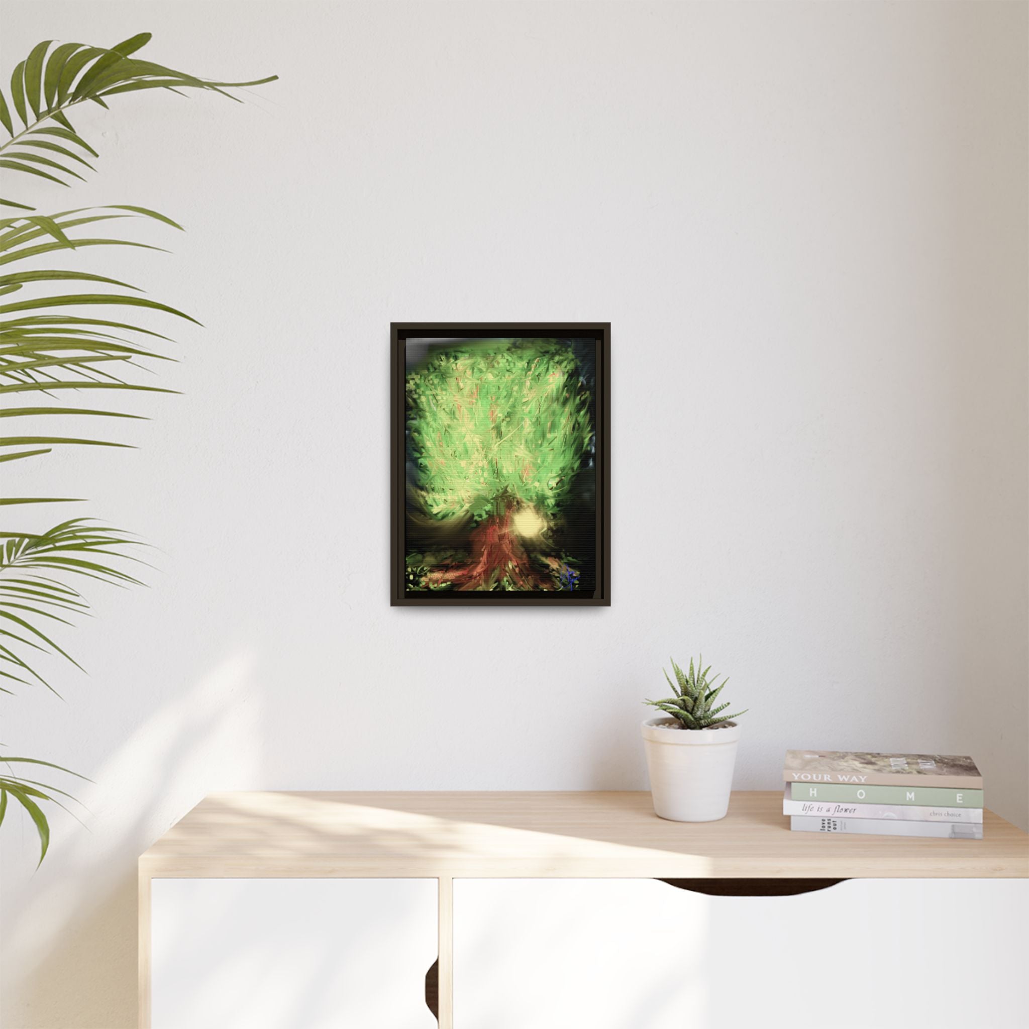 Sunset Tree Matte Canvas Framed Wall Art