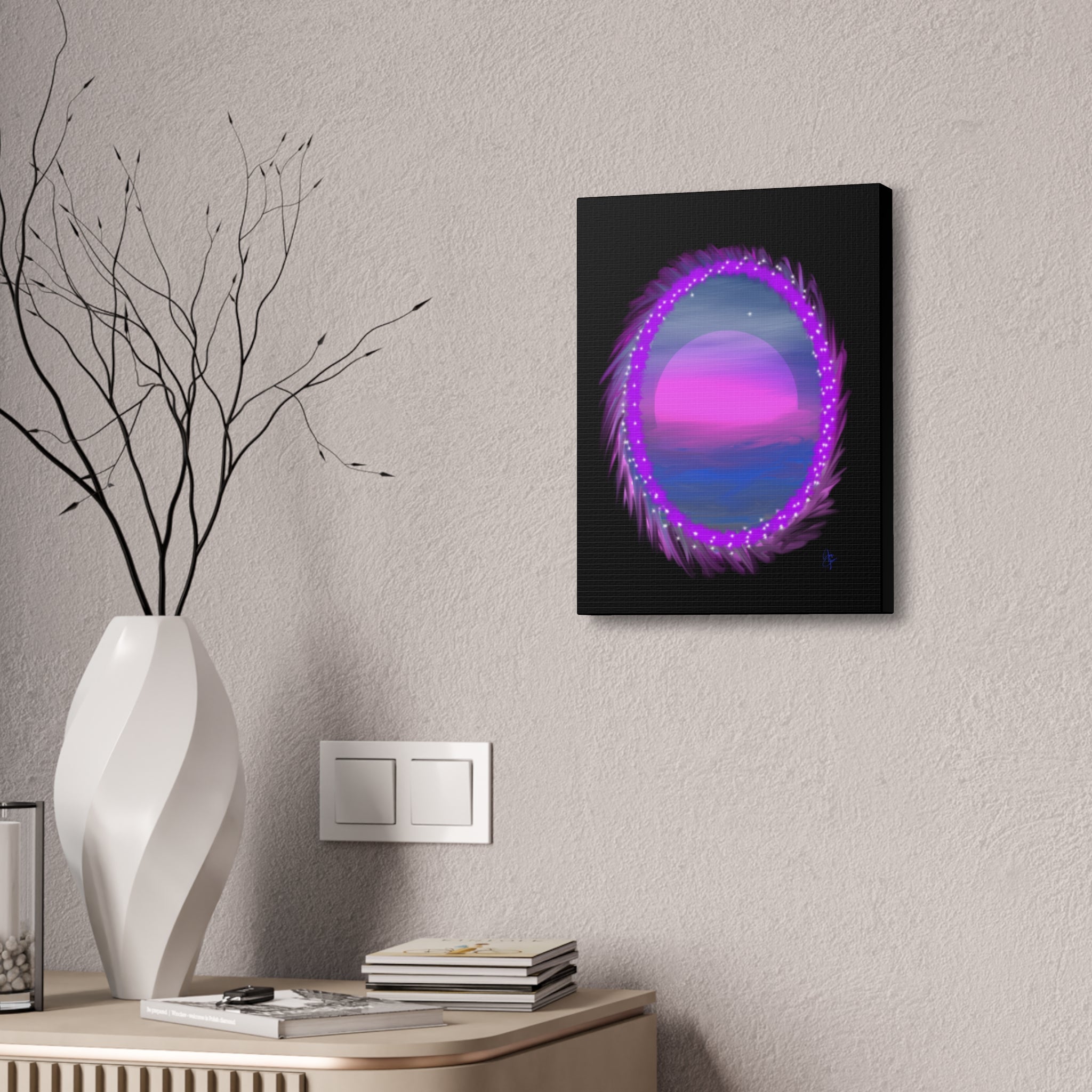 Stretched Canvas - Neon Dream Portal Sunset Wall Art