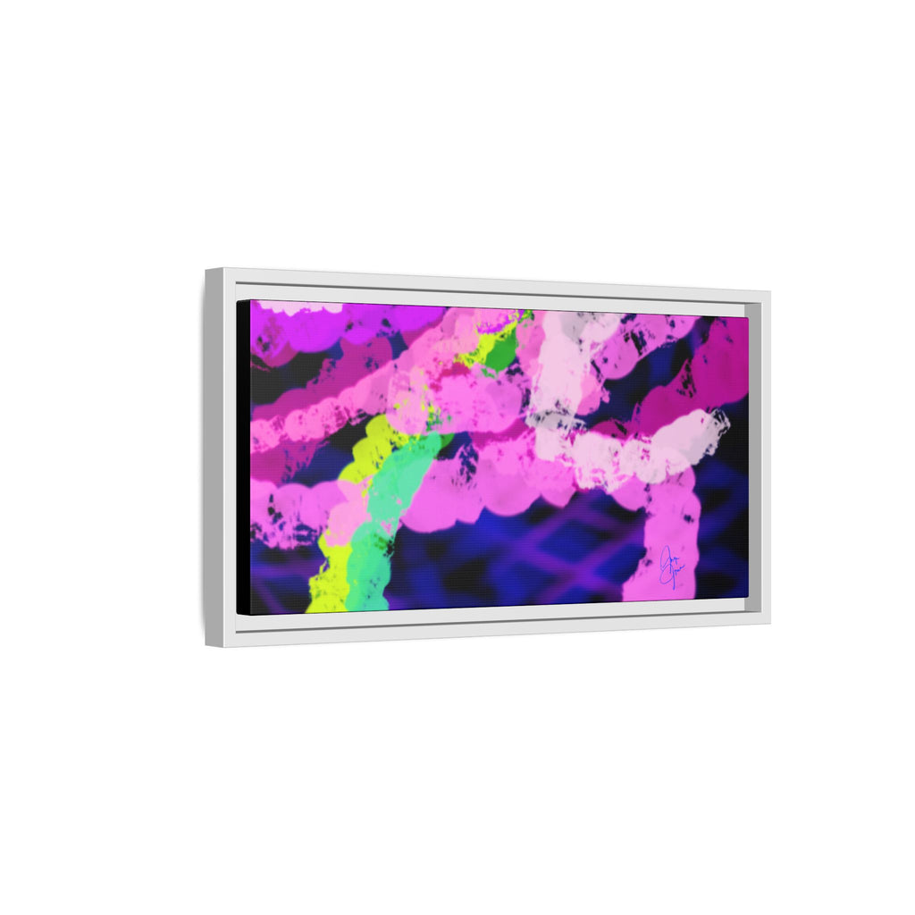 Framed Matte Canvas - Neon Rose Abstract Wall Art