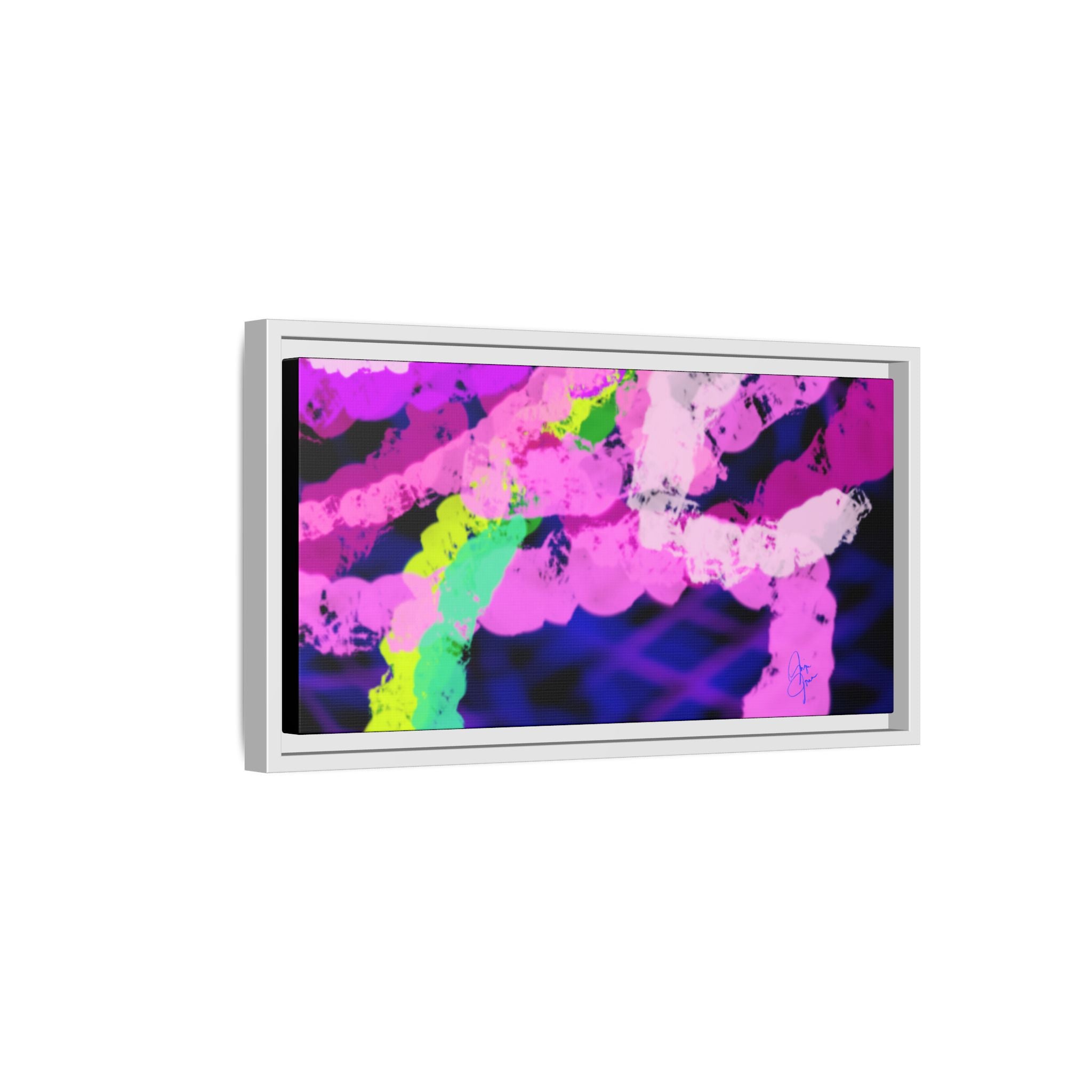 Framed Matte Canvas - Neon Rose Abstract Wall Art