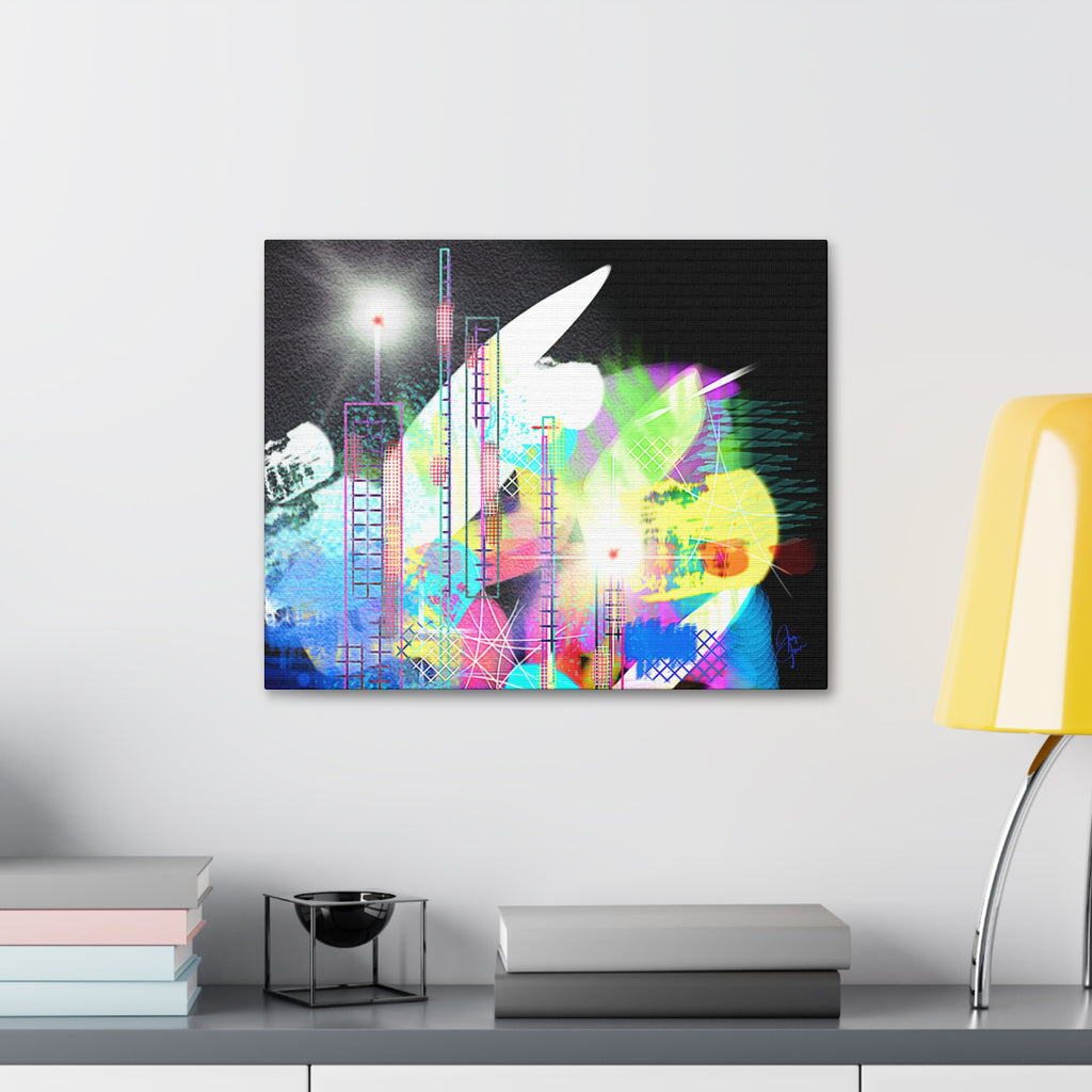 Abstract Neon Cityscape Canvas Print — Stretched 1.5"