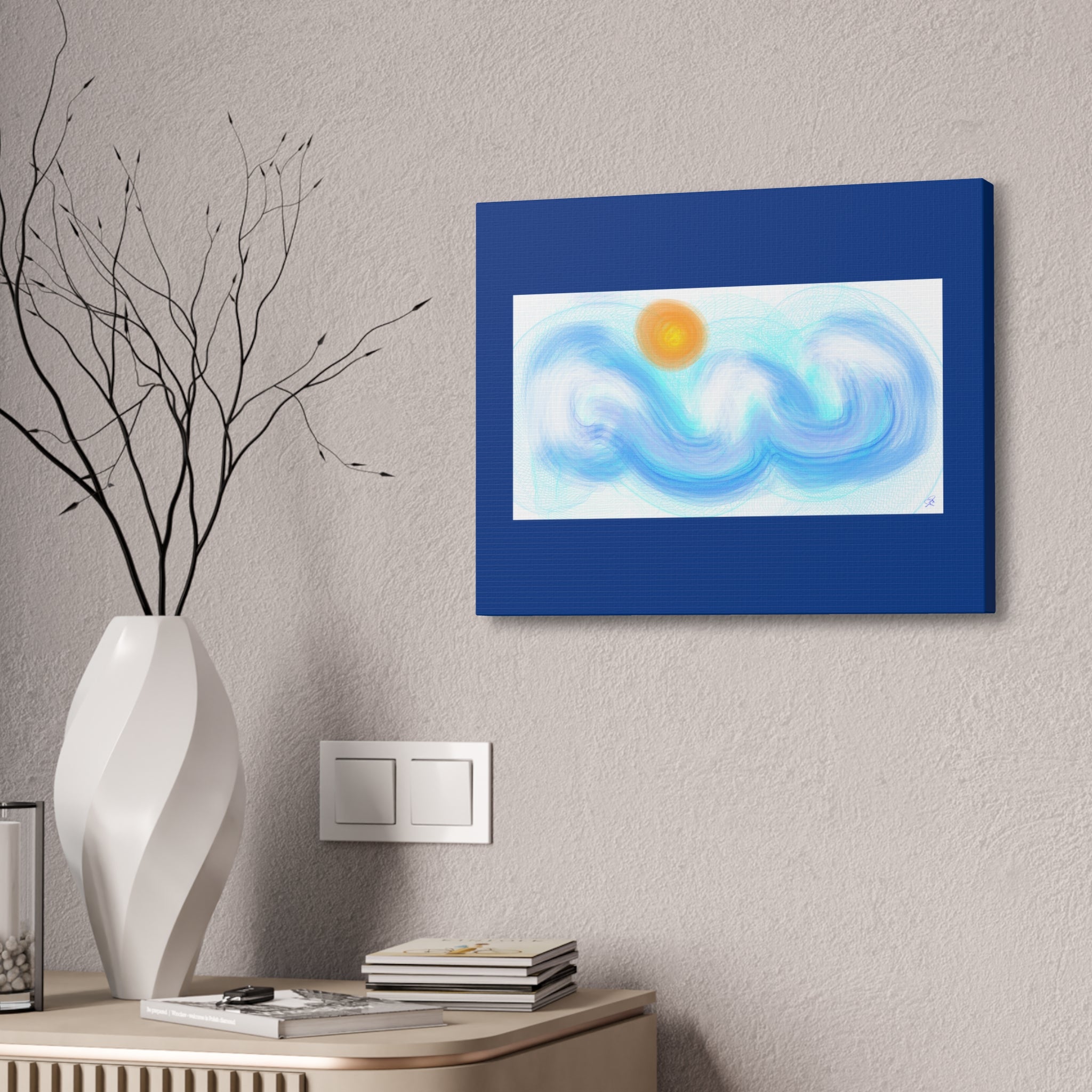 Abstract Ocean Wave Canvas — Turquoise Stretched Wall Art