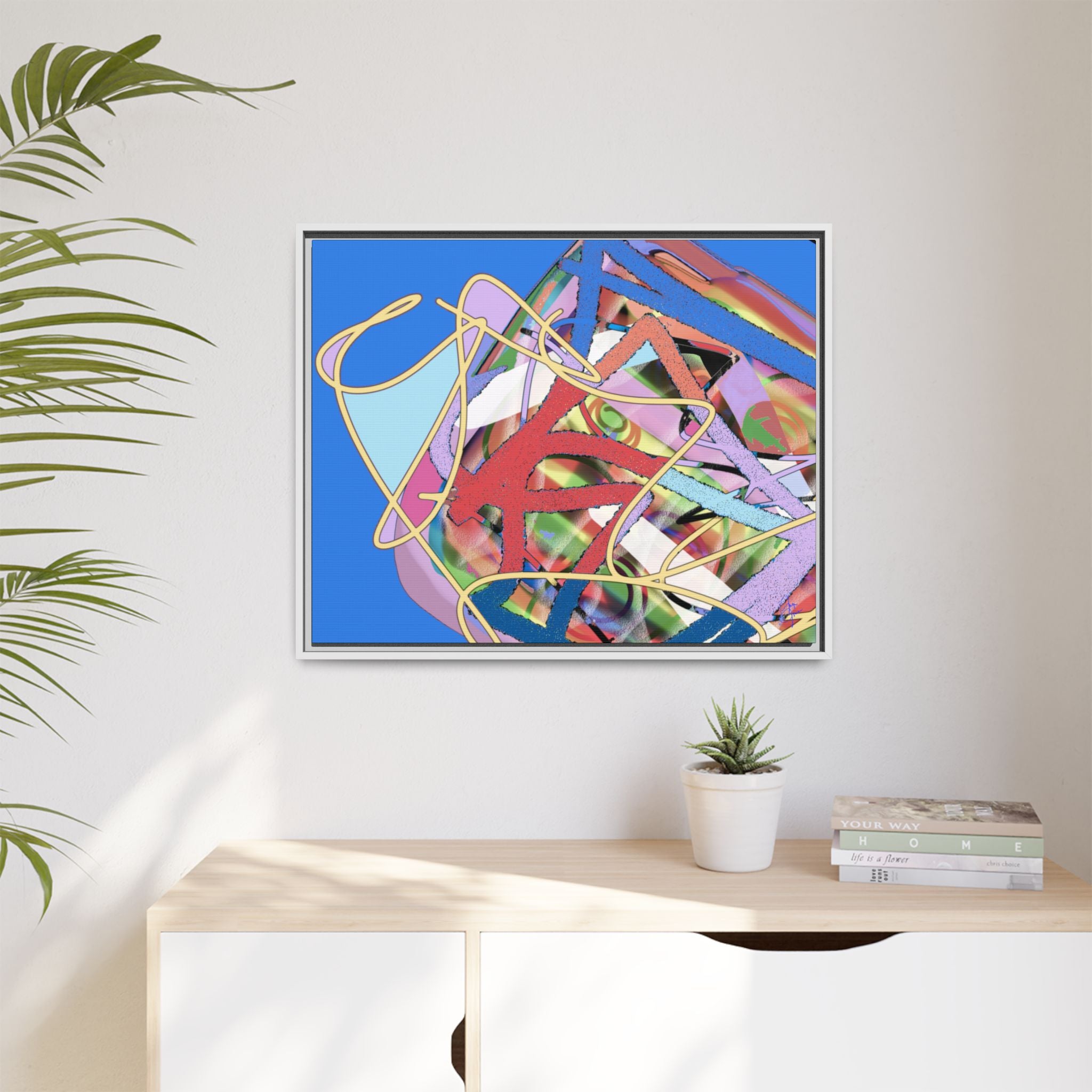 Abstract Multi‑Color Framed Canvas Art – Vibrant Modern Wall Decor