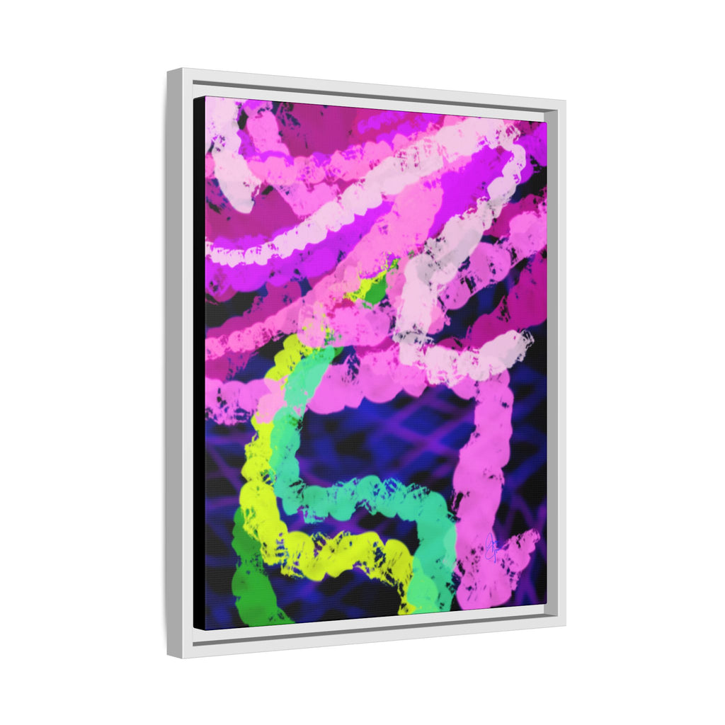 Framed Matte Canvas - Neon Rose Abstract Wall Art