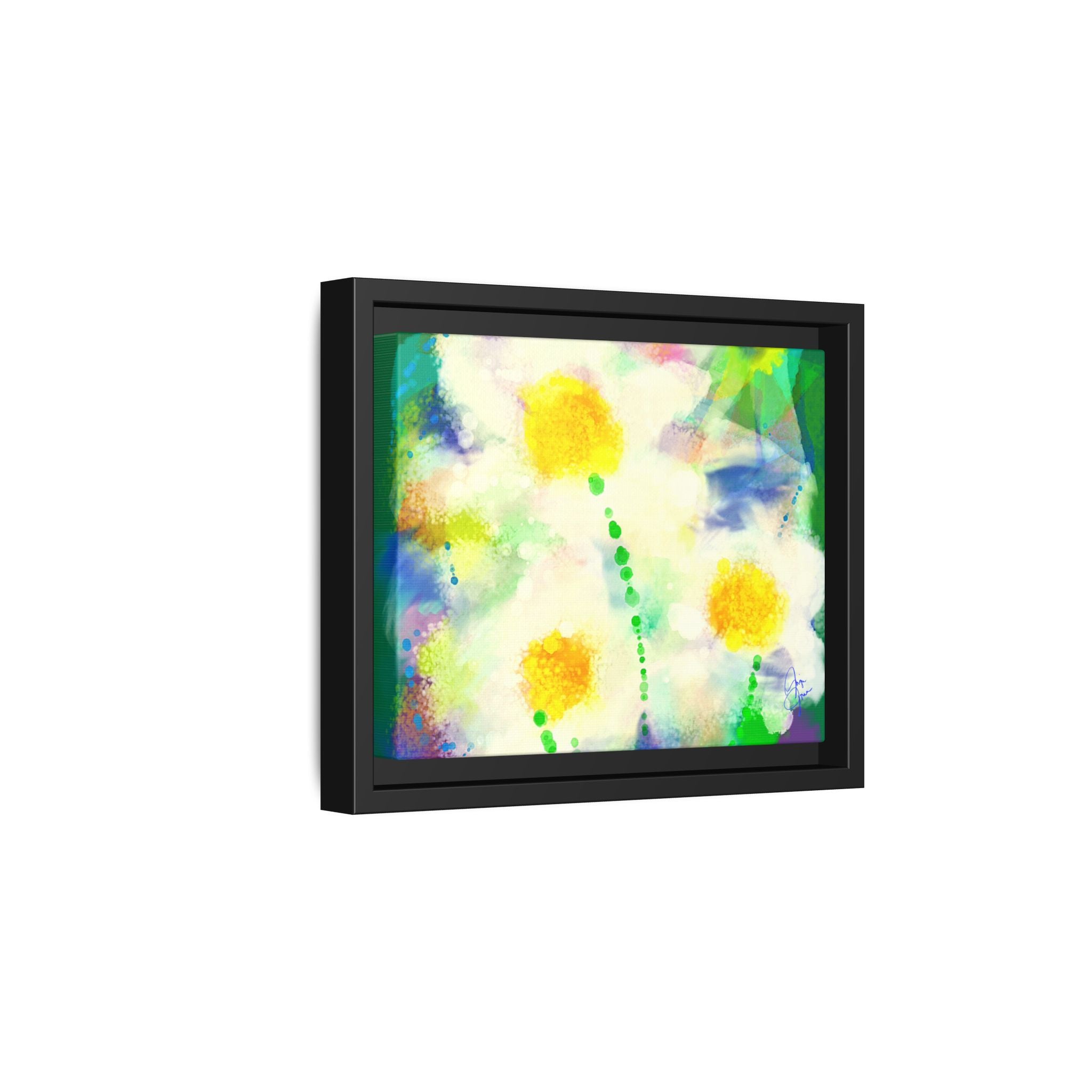 Framed Matte Canvas - Watercolor Yellow Floral Abstract Wall Art
