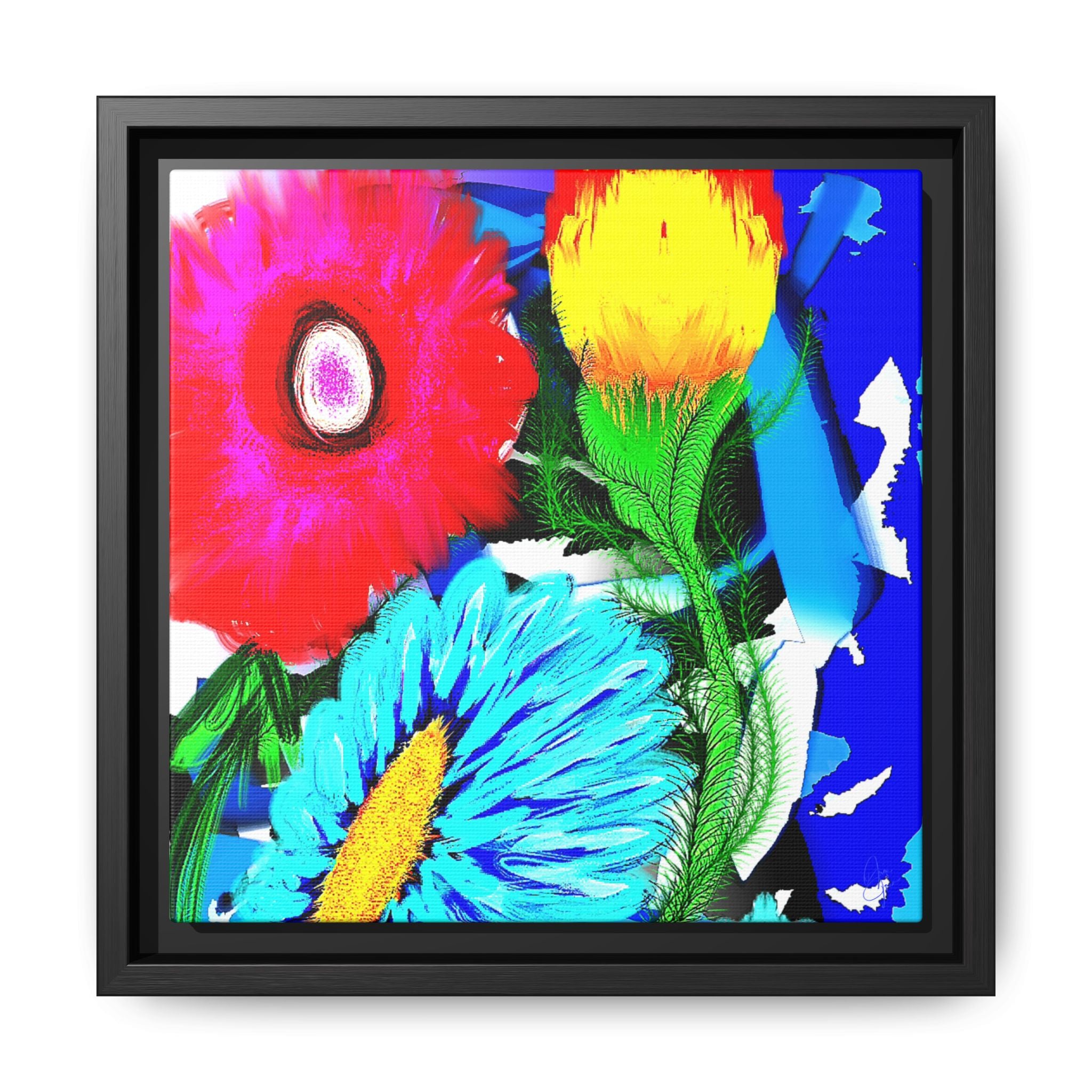 Vibrant Pop Floral Matte Canvas Framed Wall Art