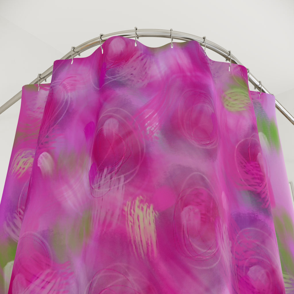 Floral Pink Rose Shower Curtain — Blurred Bouquet Bathroom Decor