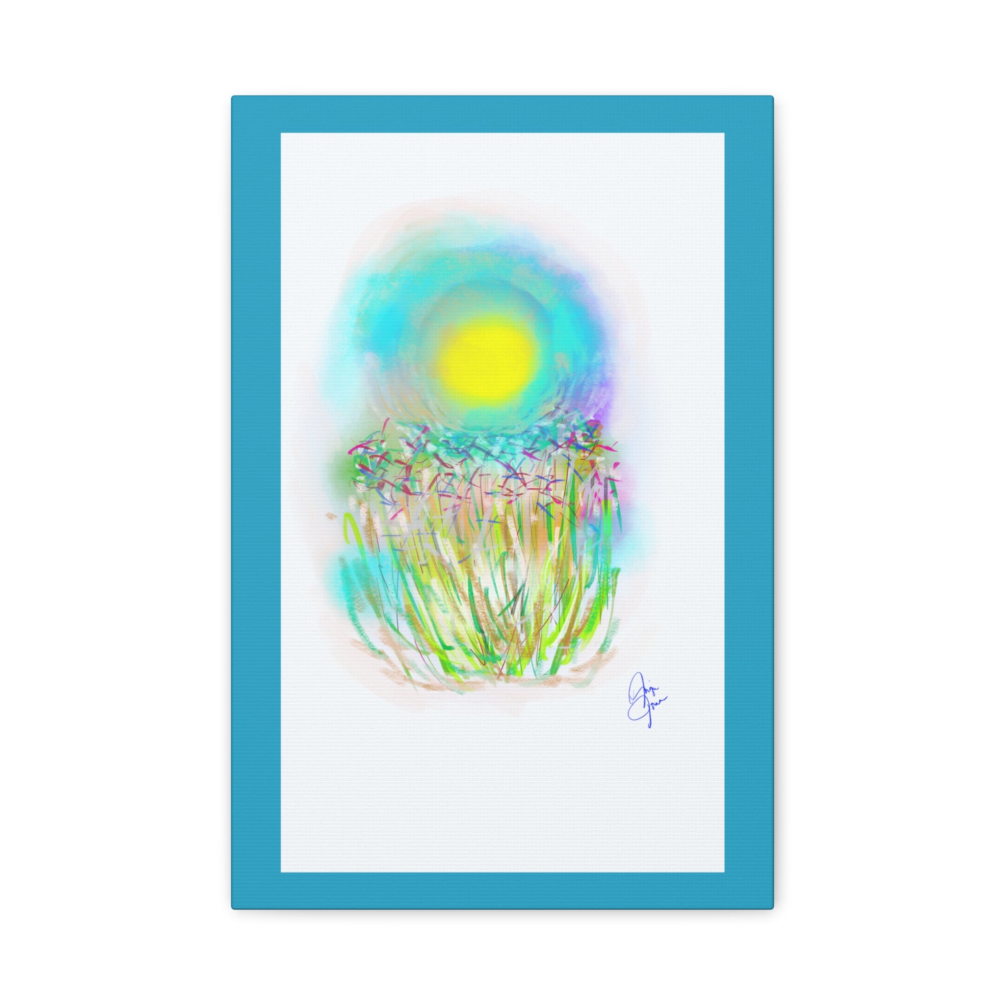 Sunlit Meadow Abstract Canvas Art — Bright Floral Wall Decor