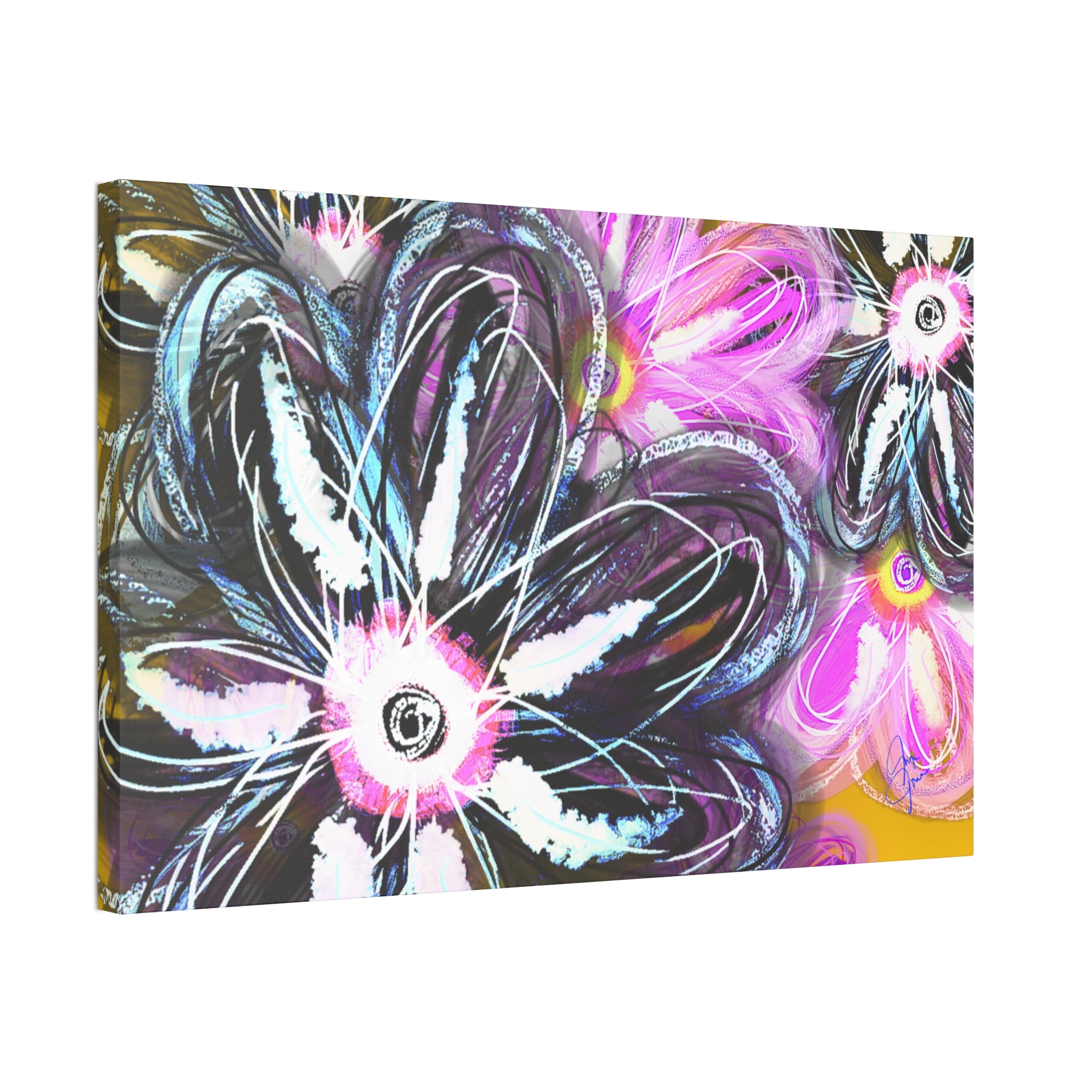 Floral Neon Abstract Canvas