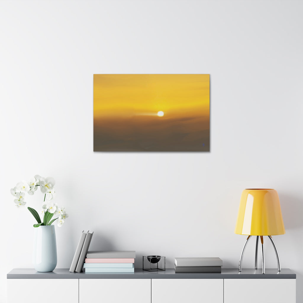 Golden Sunrise Canvas Wall Art — Tranquil Sunrise Stretched Canvas