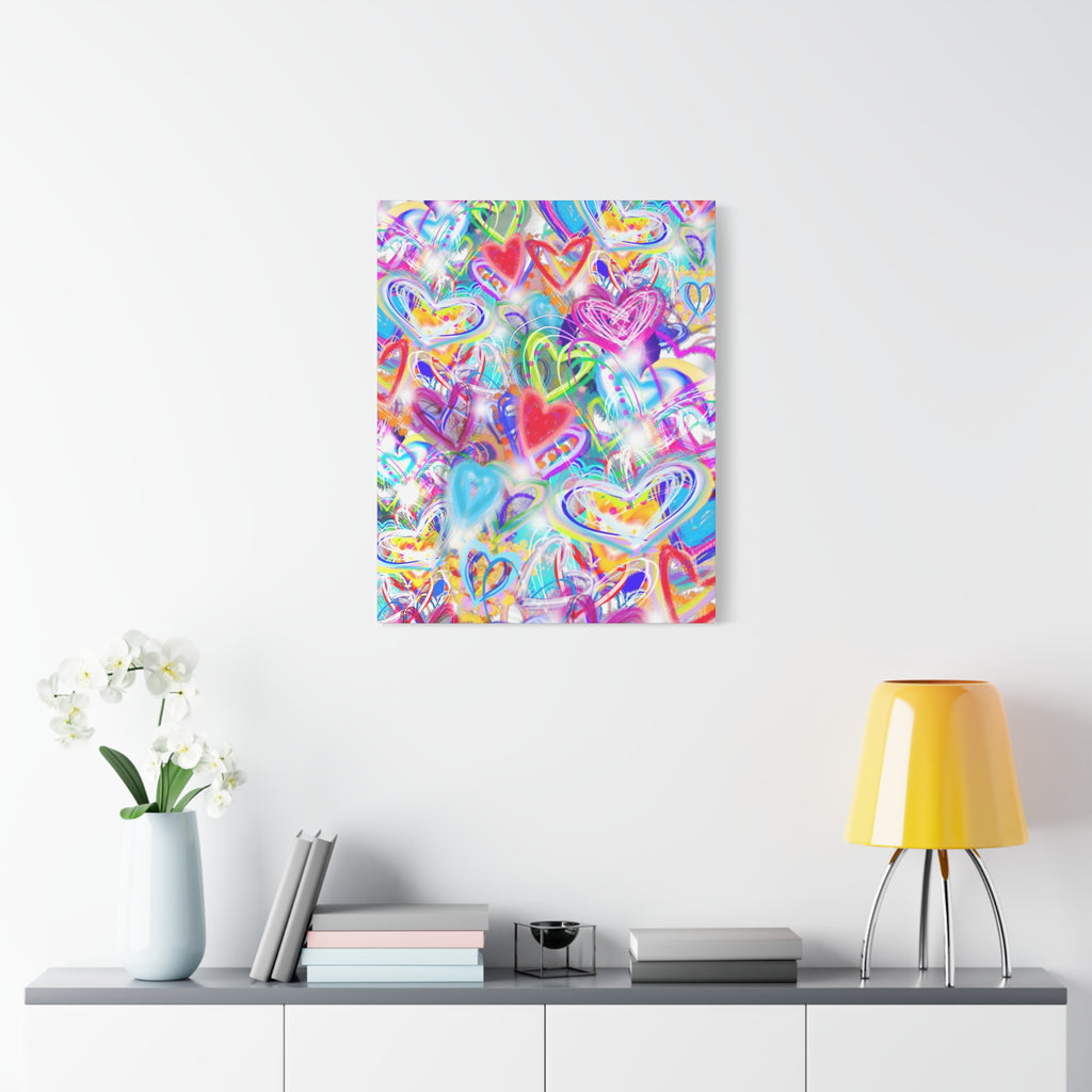 Colorful Heart Graffiti Matte Canvas