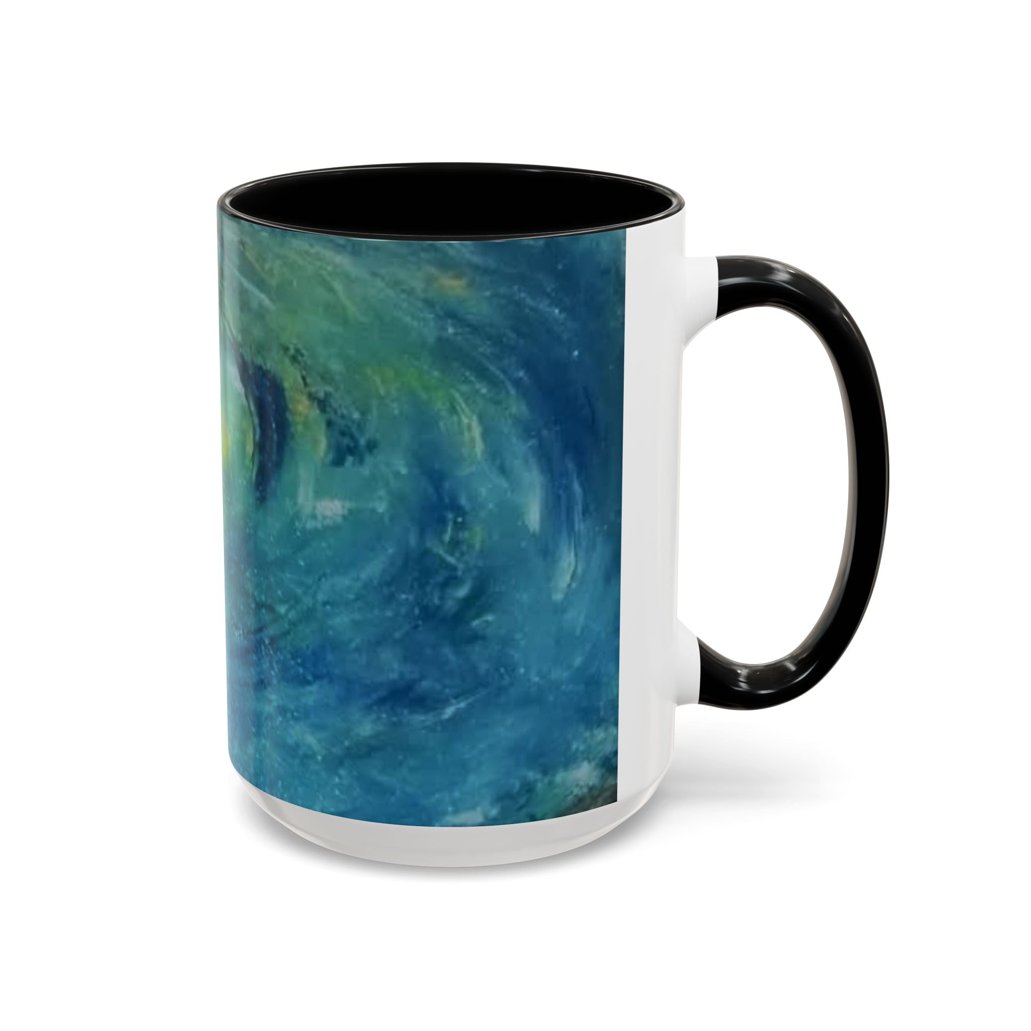 Ocean Wave Art Coffee Mug — Blue/Teal Abstract Accent Mug (11/15oz)