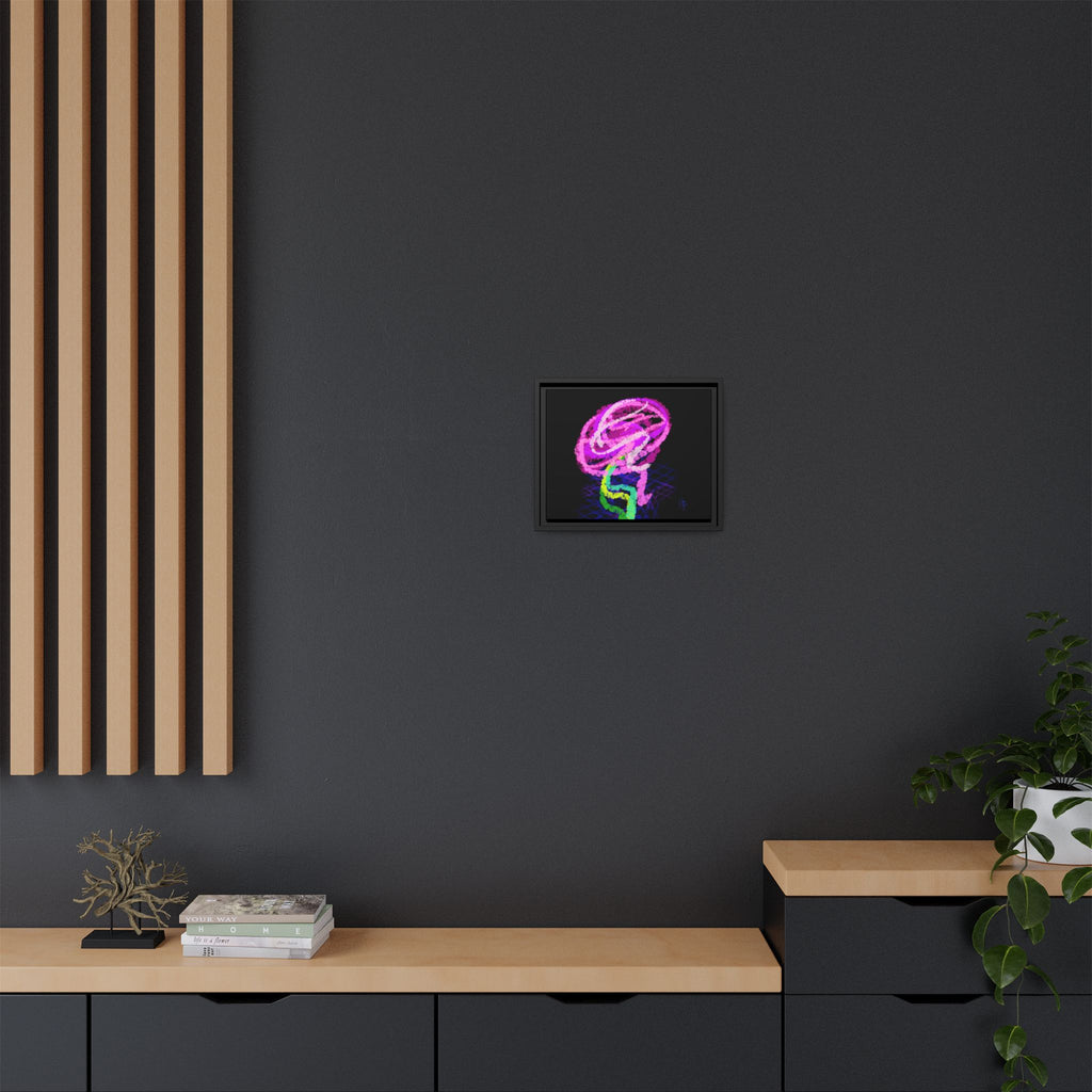 Framed Matte Canvas - Neon Rose Abstract Wall Art