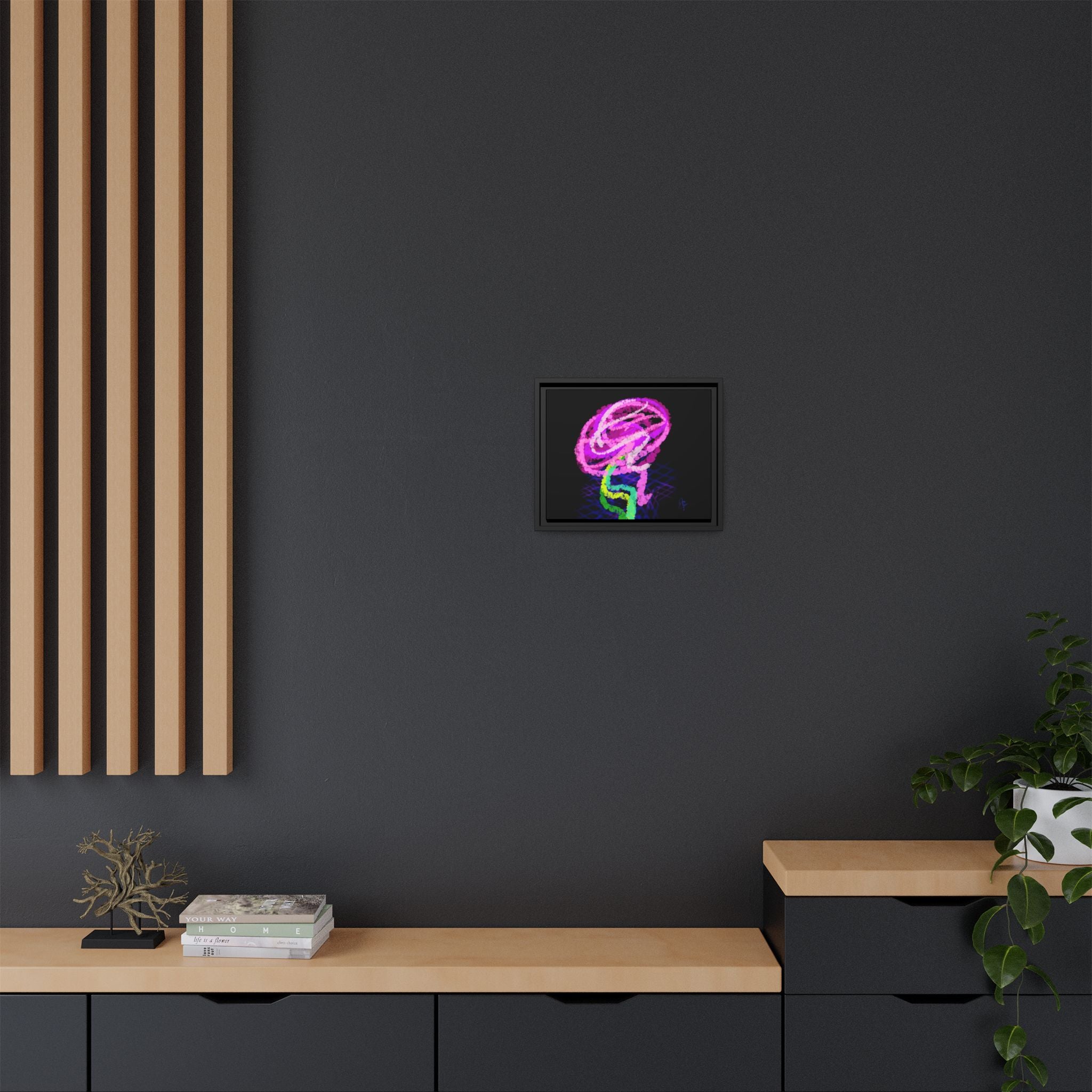 Framed Matte Canvas - Neon Rose Abstract Wall Art