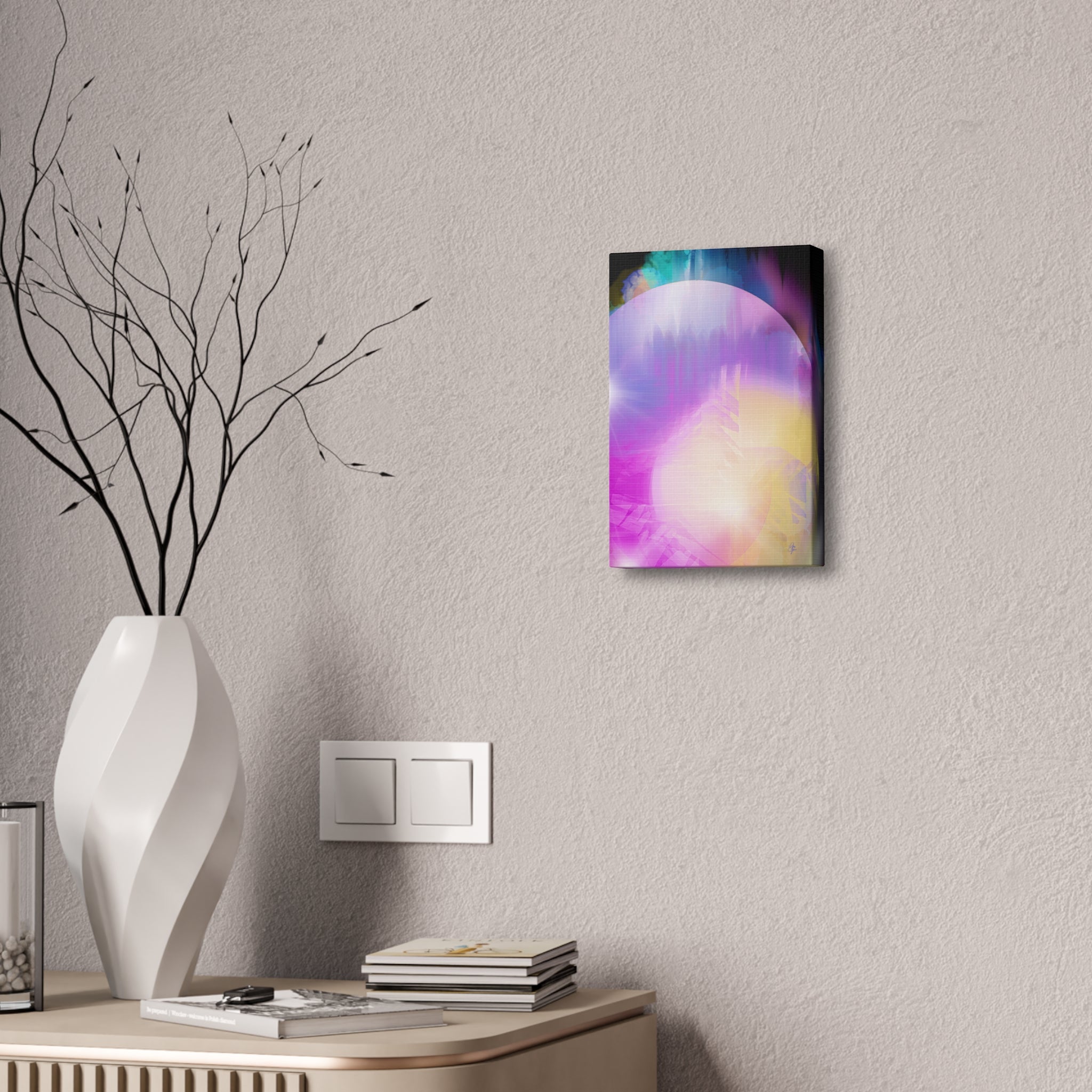 Abstract Aurora Canvas Print — Vibrant Pink & Purple Stretched Wall Art