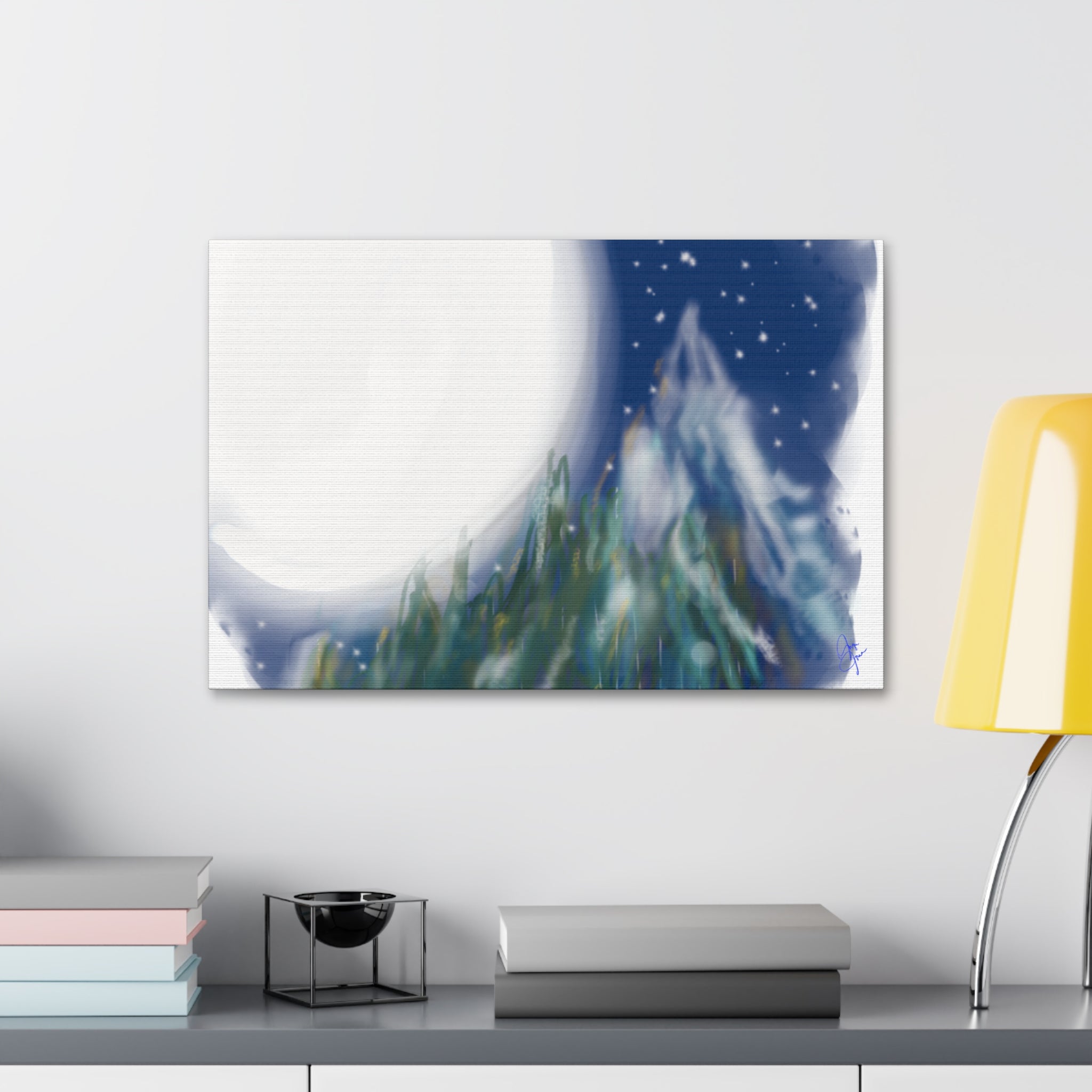 Moonlit Pine Forest Canvas Print — Stretched 1.5"