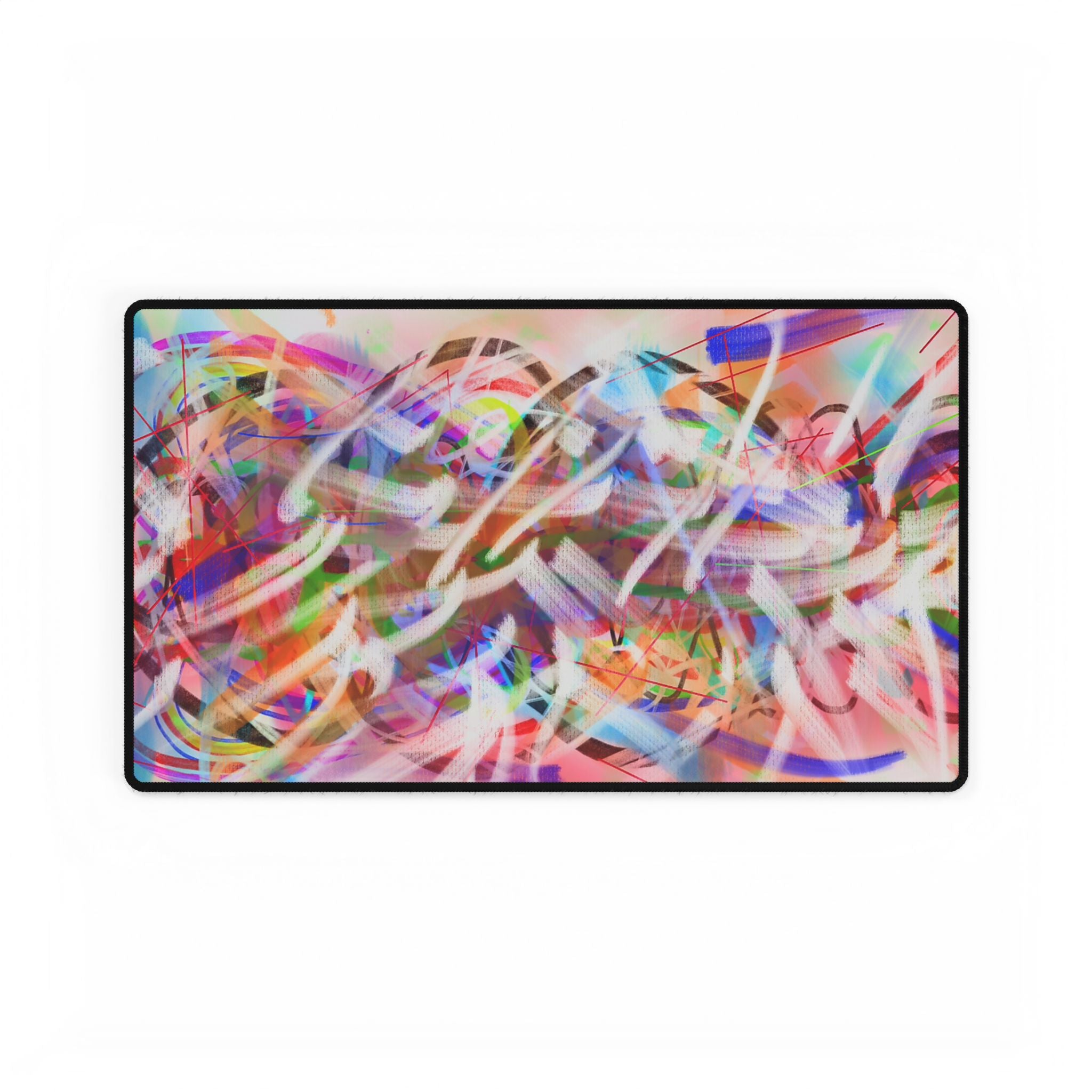 Abstract Neon Swirl Desk Mat — Colorful Artistic Mouse Pad