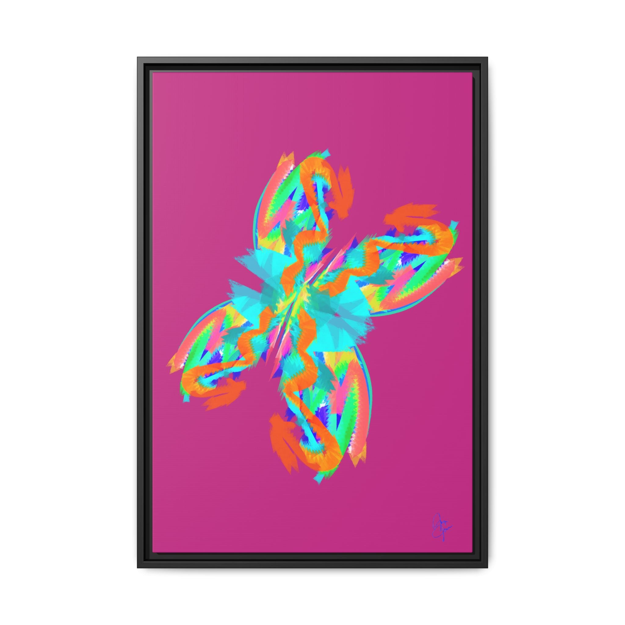 Framed Matte Canvas — Neon Abstract Butterfly Wall Art