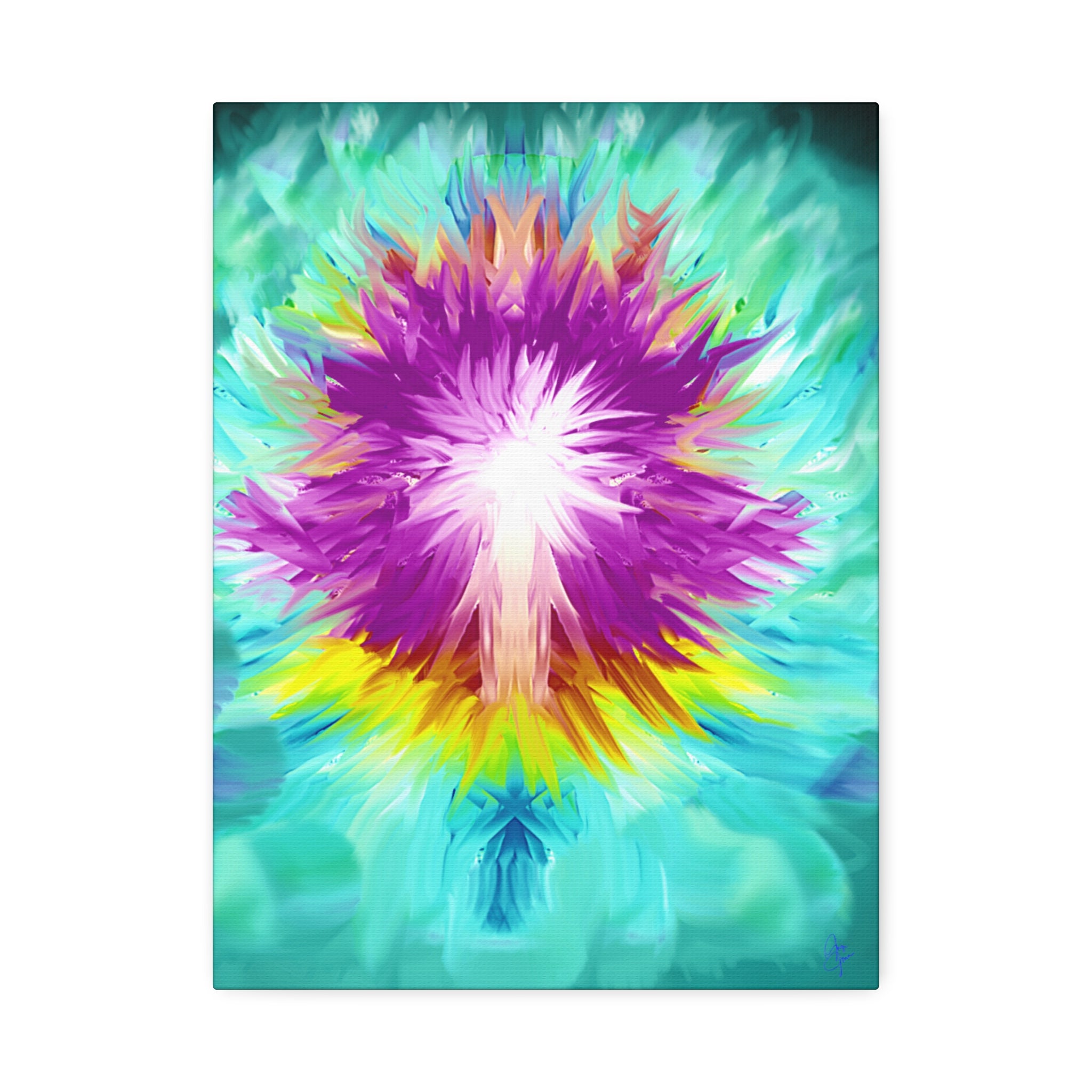Abstract Radiant Burst Canvas - Vibrant Purple Floral Wall Art (Stretched 1.5")