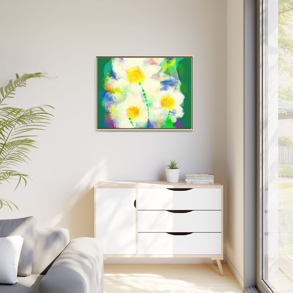 Framed Matte Canvas - Watercolor Yellow Floral Abstract Wall Art