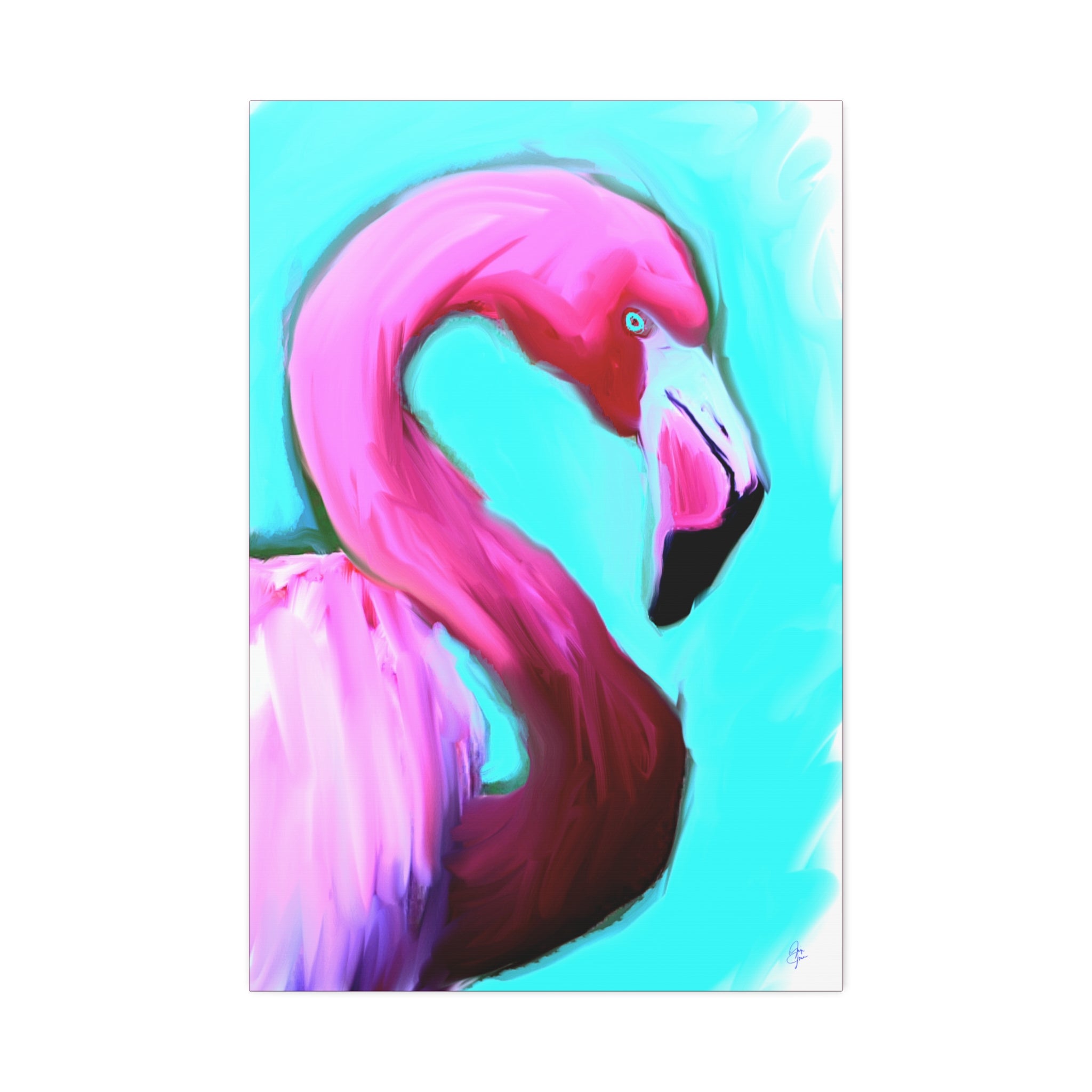 Pink Flamingo Canvas Wall Art – Tropical Bright Stretched Canvas