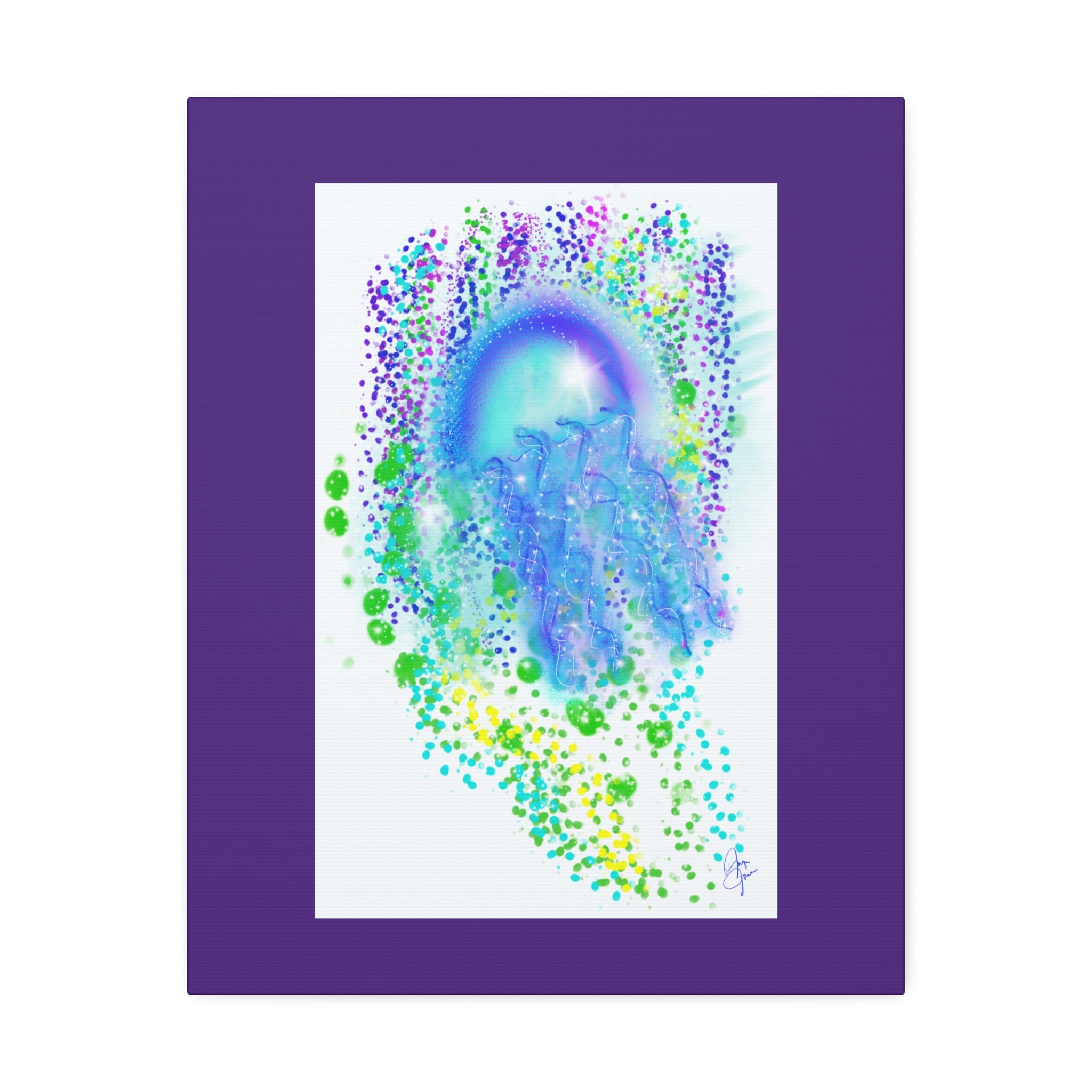 Blue Jellyfish Canvas Wall Art – Stretched 1.5" Ocean Abstract Print