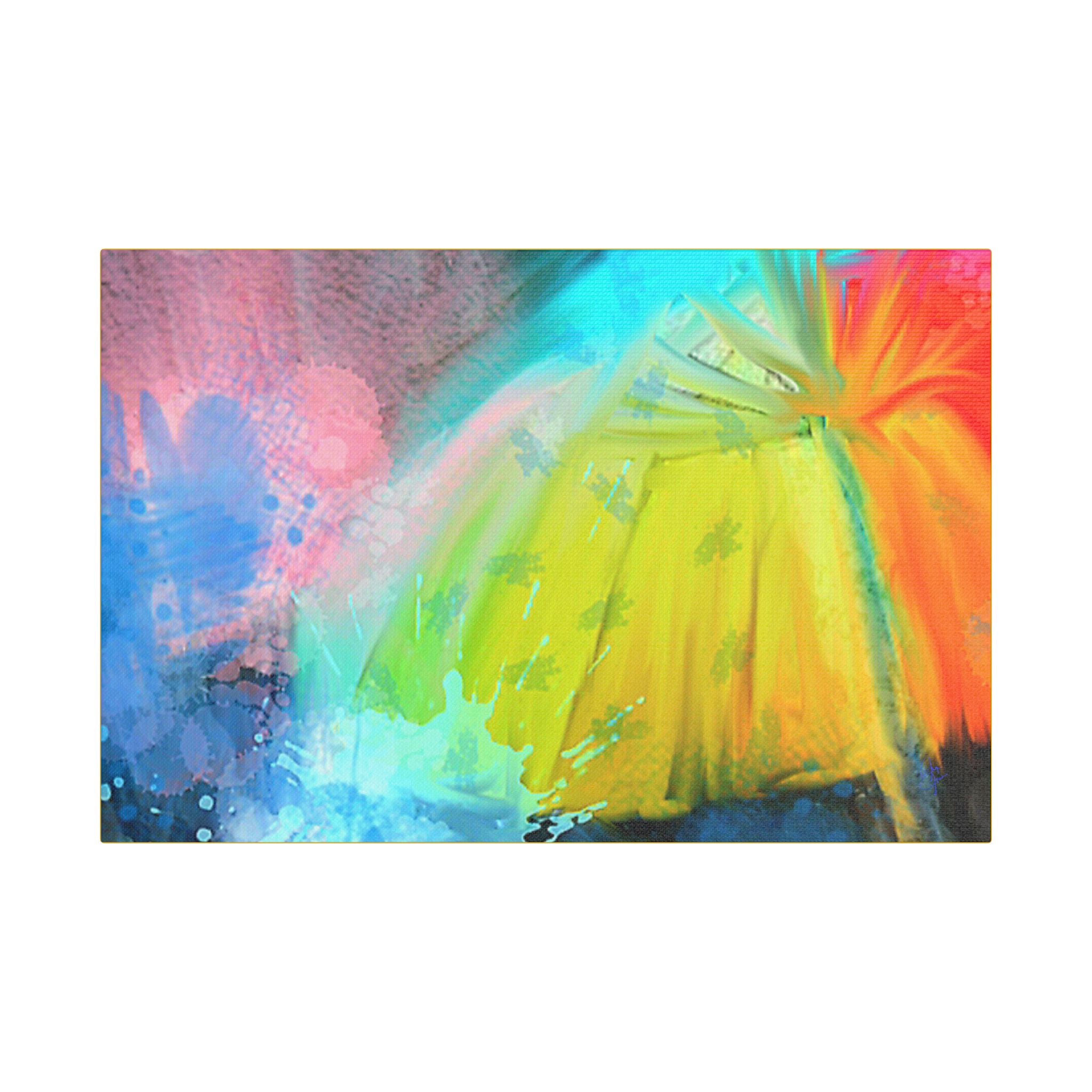 Abstract Rainbow Umbrella Canvas Print — Bright Colorful Satin-Stretched Wall Art
