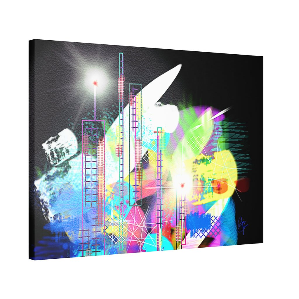 Abstract Neon Cityscape Canvas Print — Stretched 1.5"