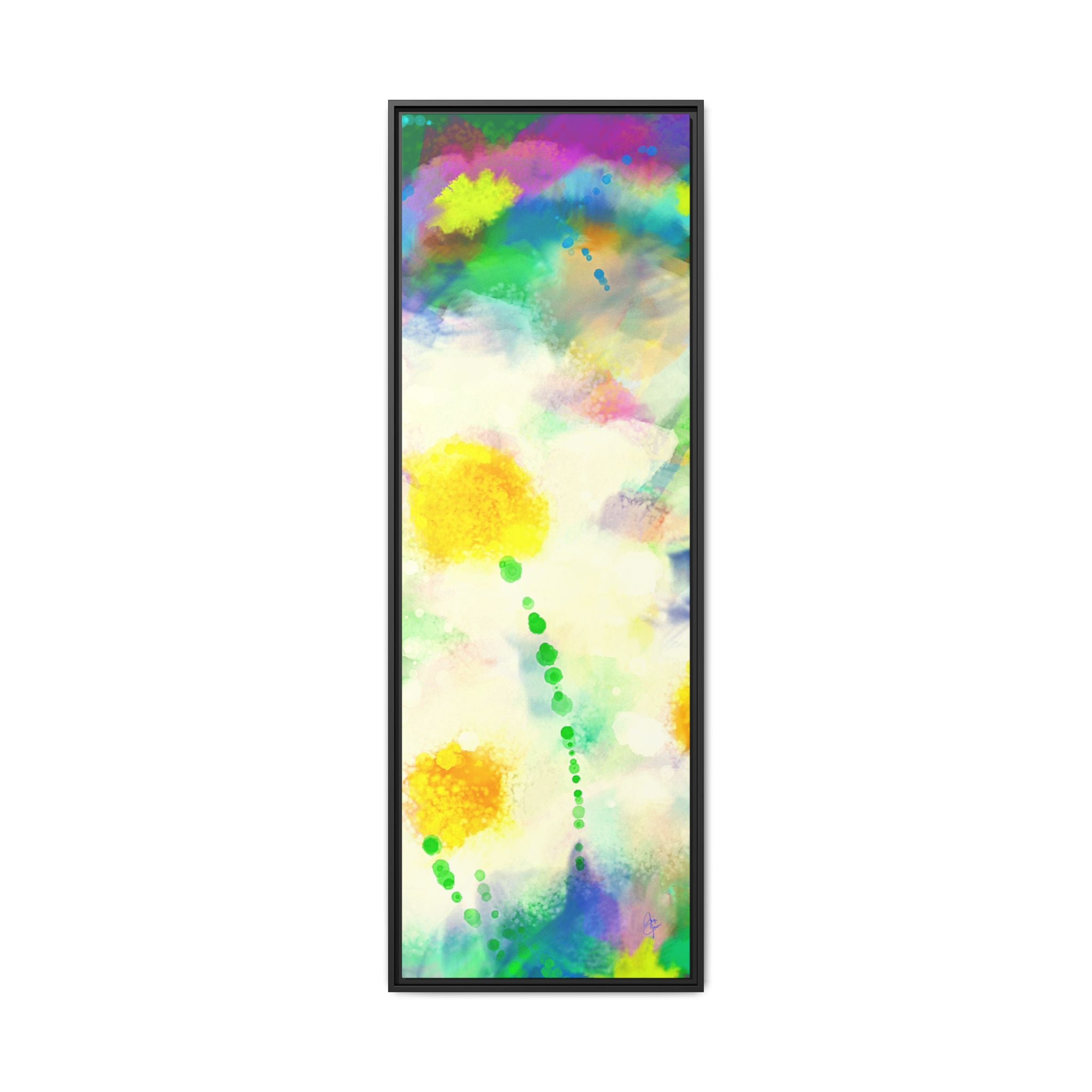 Framed Matte Canvas - Watercolor Yellow Floral Abstract Wall Art