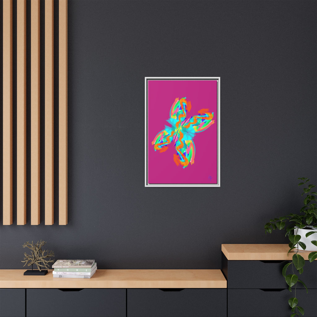Framed Matte Canvas — Neon Abstract Butterfly Wall Art