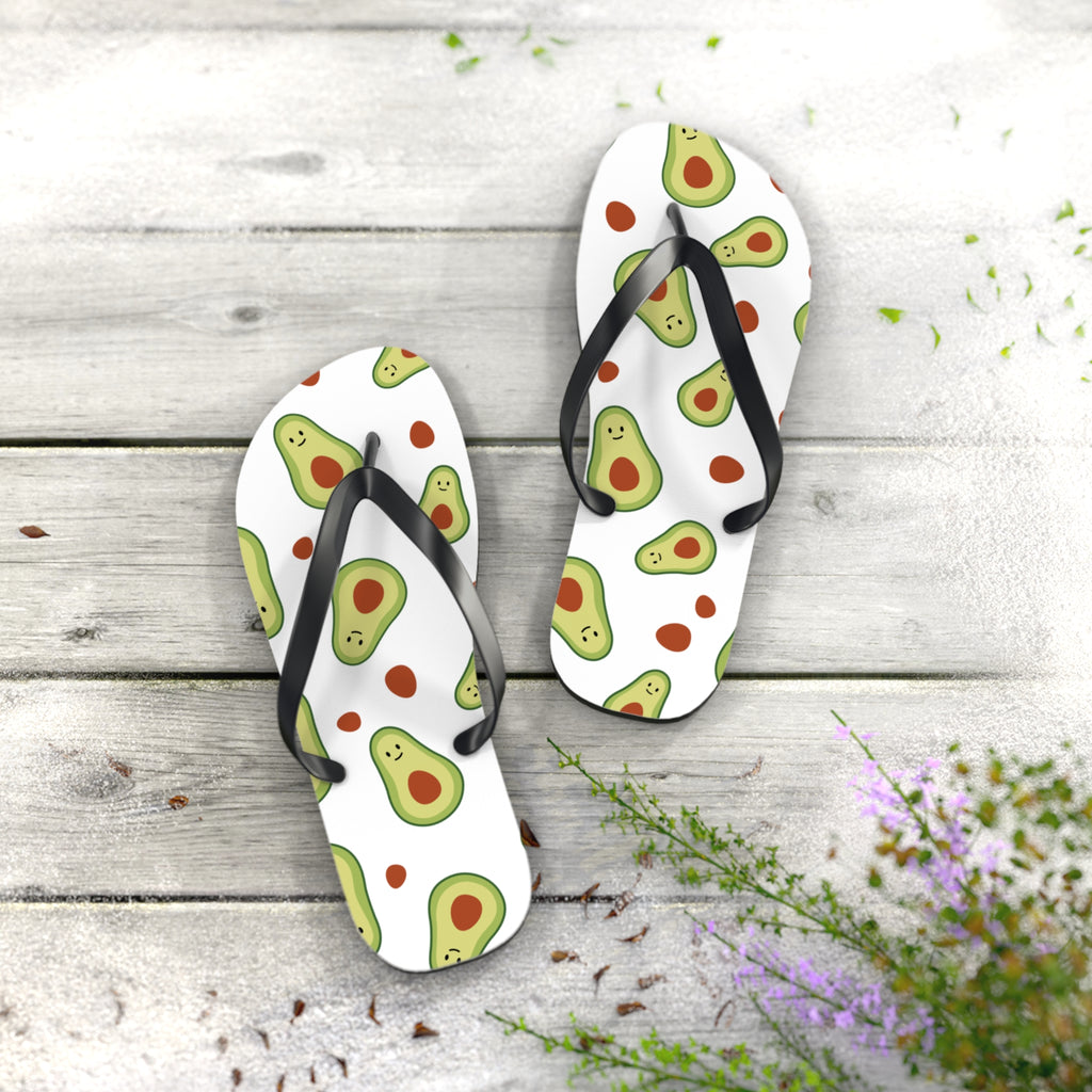 Avocado Pattern Flip Flops — Fun Summer Beach Sandals