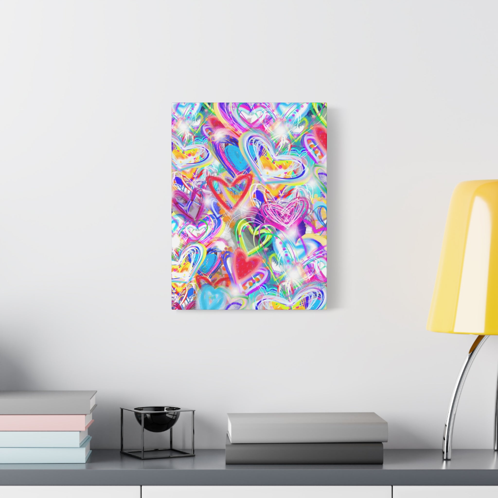 Colorful Heart Graffiti Matte Canvas