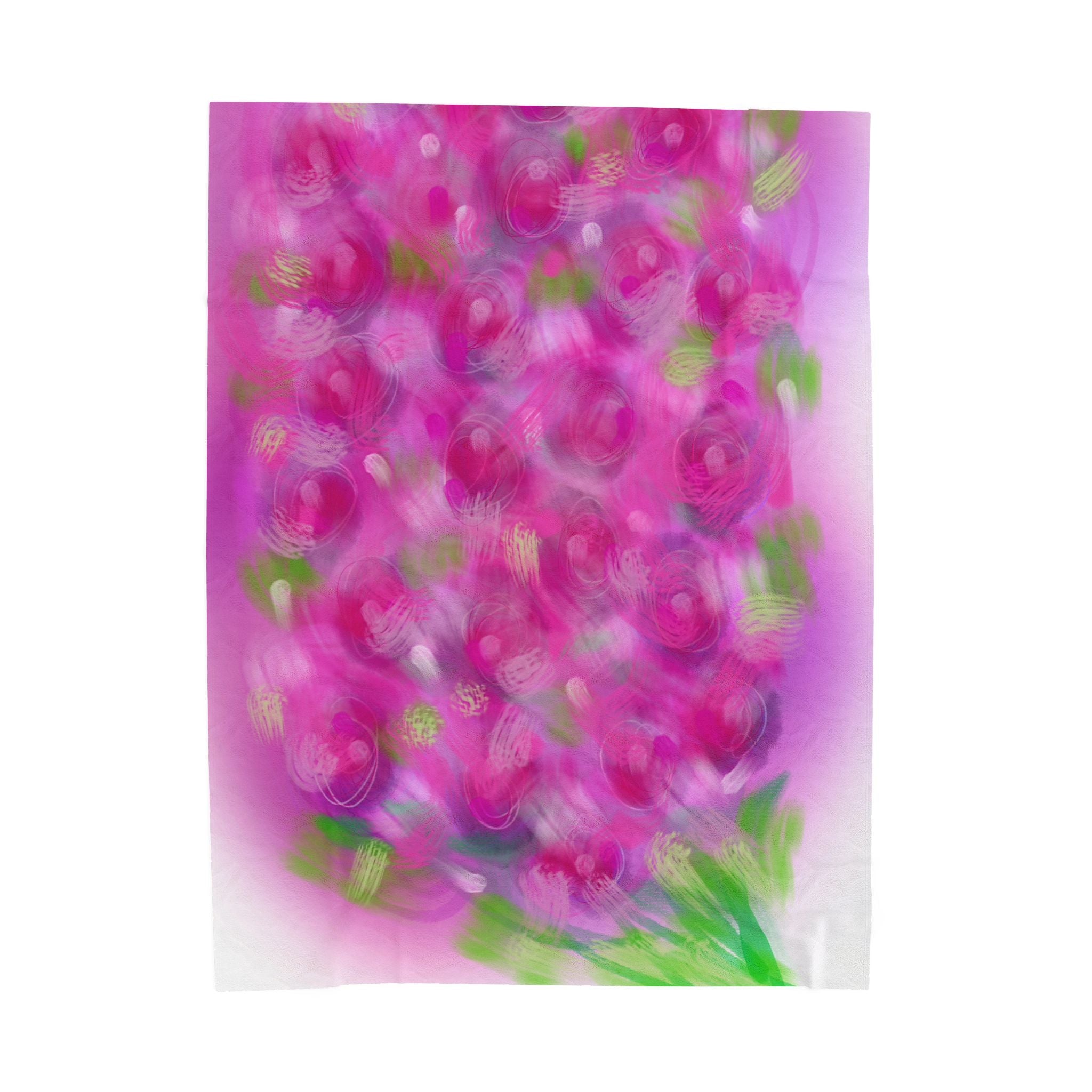 Velveteen Plush Blanket — Pink Rose Garden Floral Throw