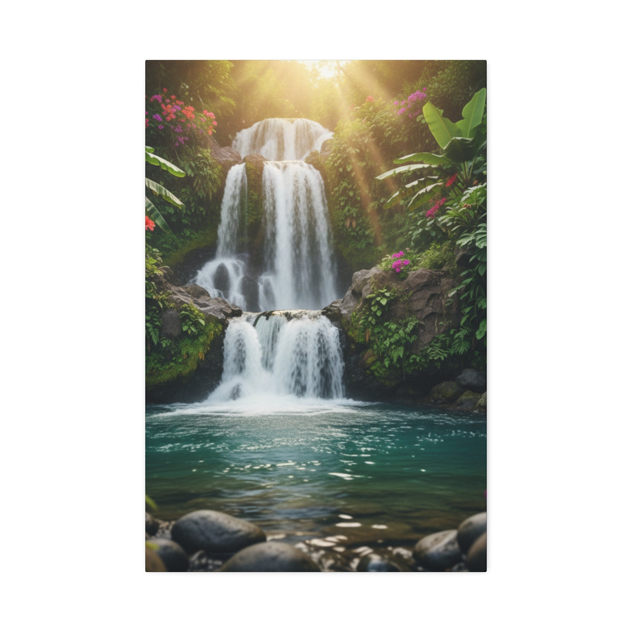 Waterfall Canvas Wall Art – Stretched 1.5" Nature Print