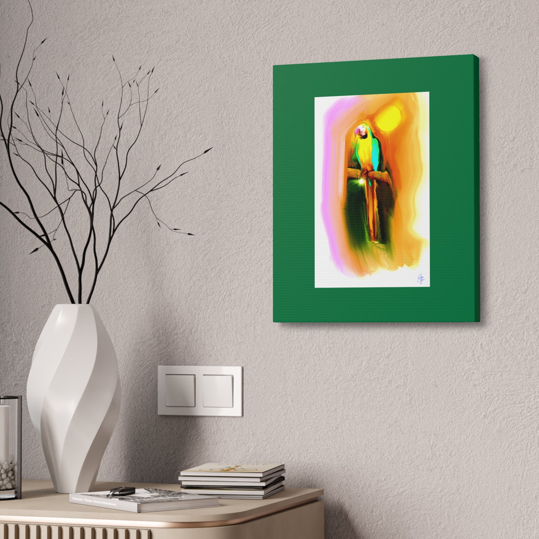 Tropical Parrot Canvas Print — Vibrant Sunlit Bird Wall Art
