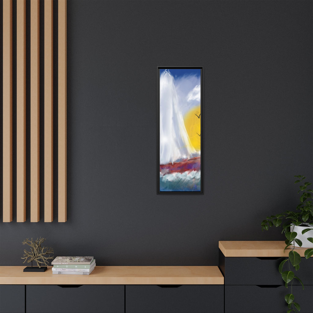 Sailboat Sunset Matte Framed Canvas Print — Coastal Seascape Wall Art
