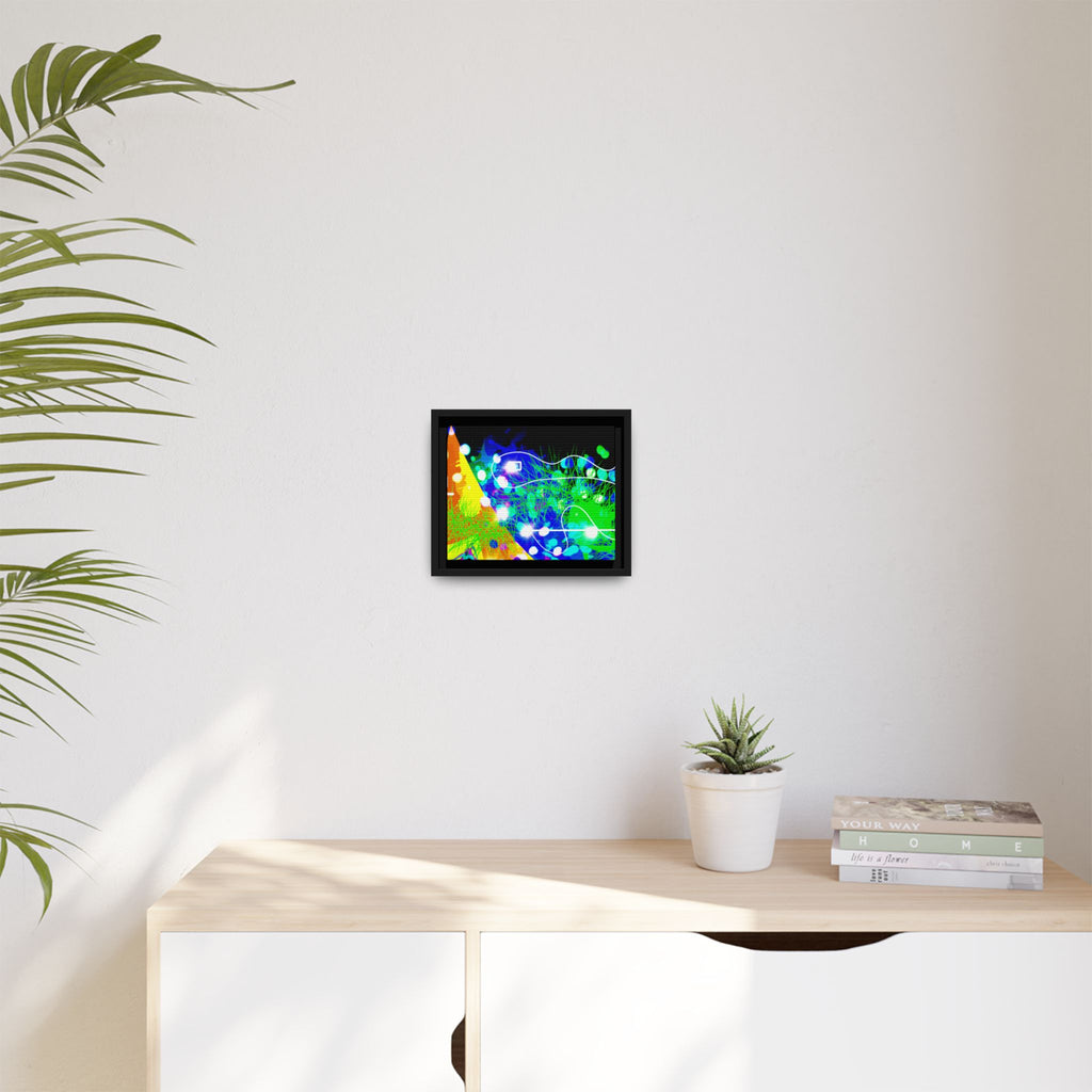 Abstract Neon Wave Matte Canvas Framed Art