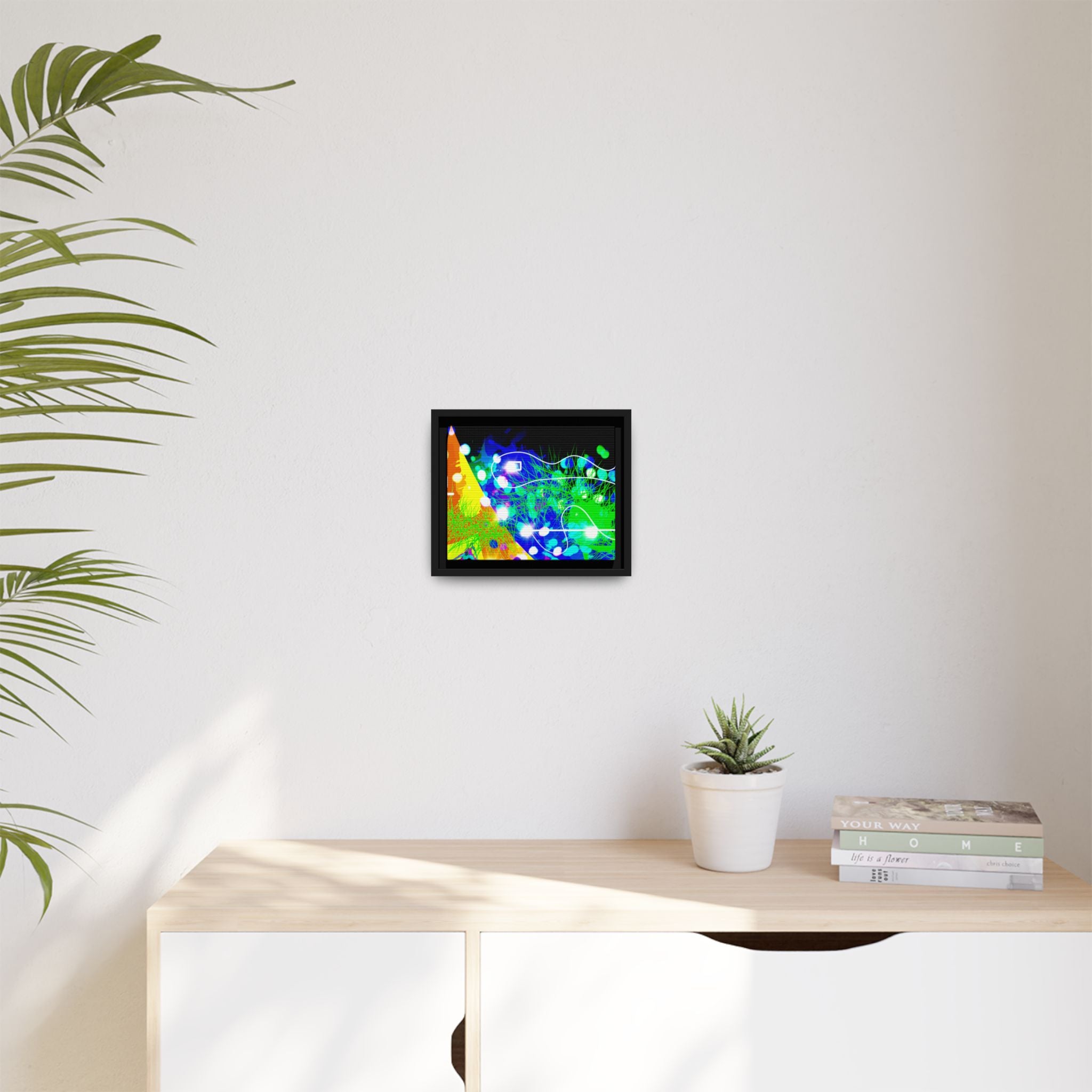 Abstract Neon Wave Matte Canvas Framed Art