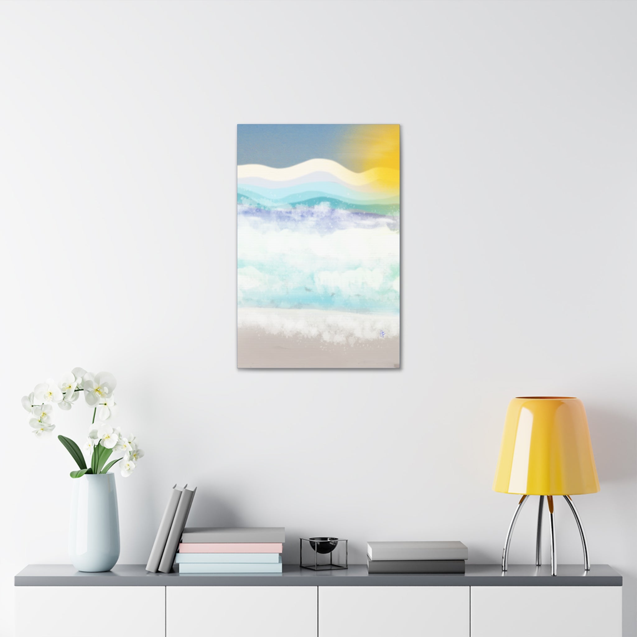 Serene Coastal Watercolor Canvas Print — Stretched 1.5"