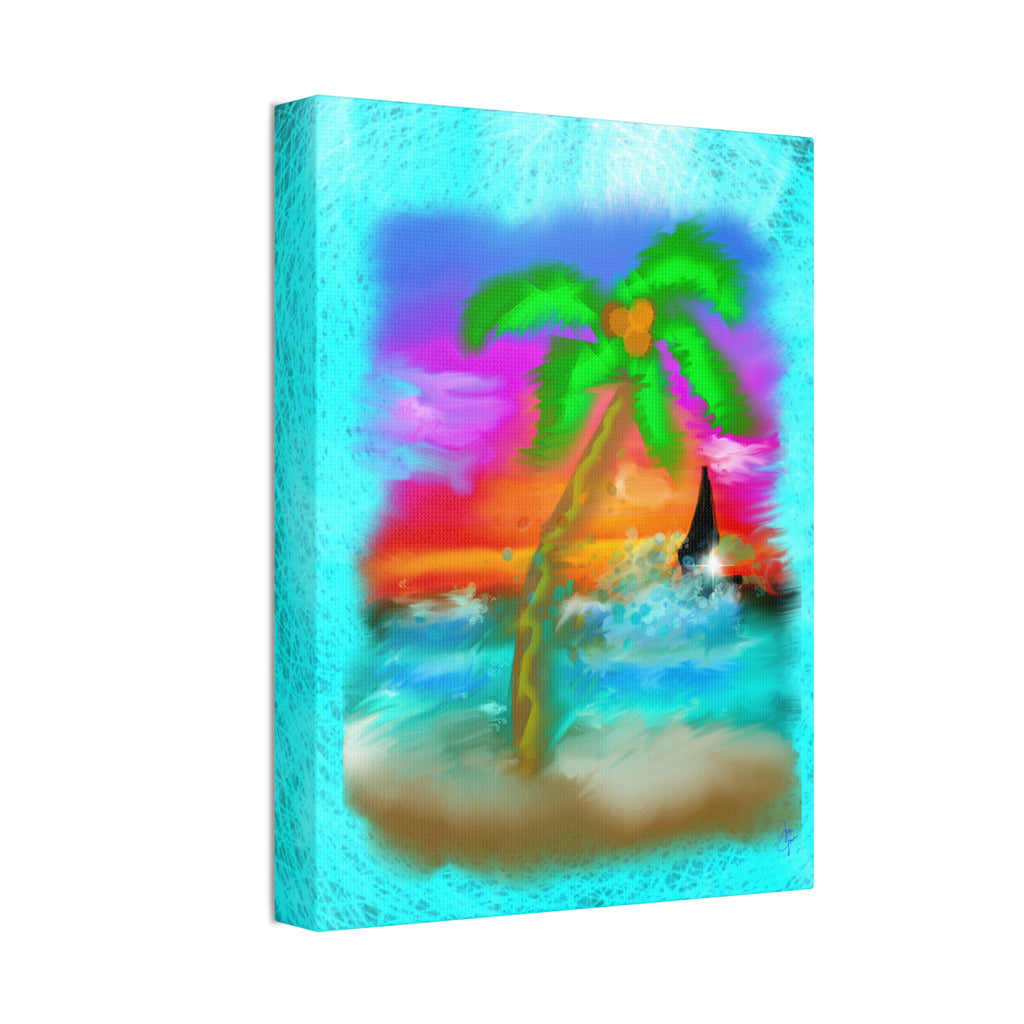 Tropical Sunset Palm Canvas - Stretched Wall Art (1.5" Depth)