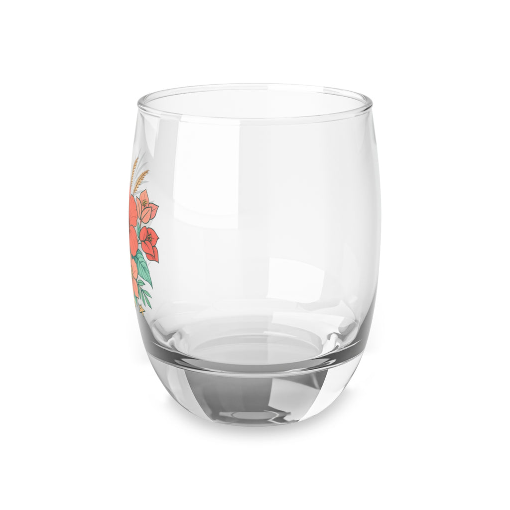 Tropical Hibiscus Whiskey Glass — Floral Island Rocks Glass
